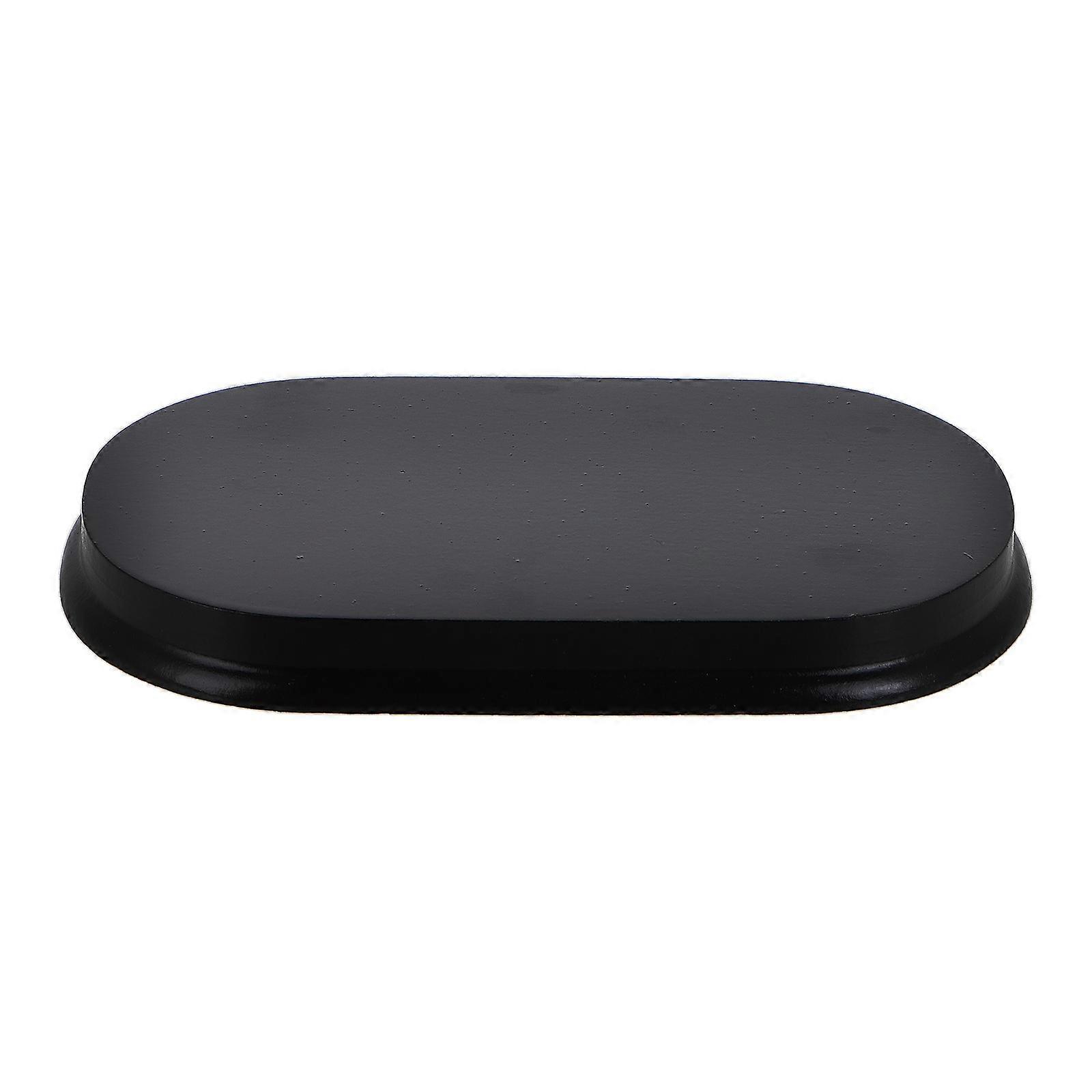 Action Figure Stand Oval Wooden Base For Handmade Dolls Minimalist Design Black 13.50X8.00X1.30CM Display Support Stand 1Pack