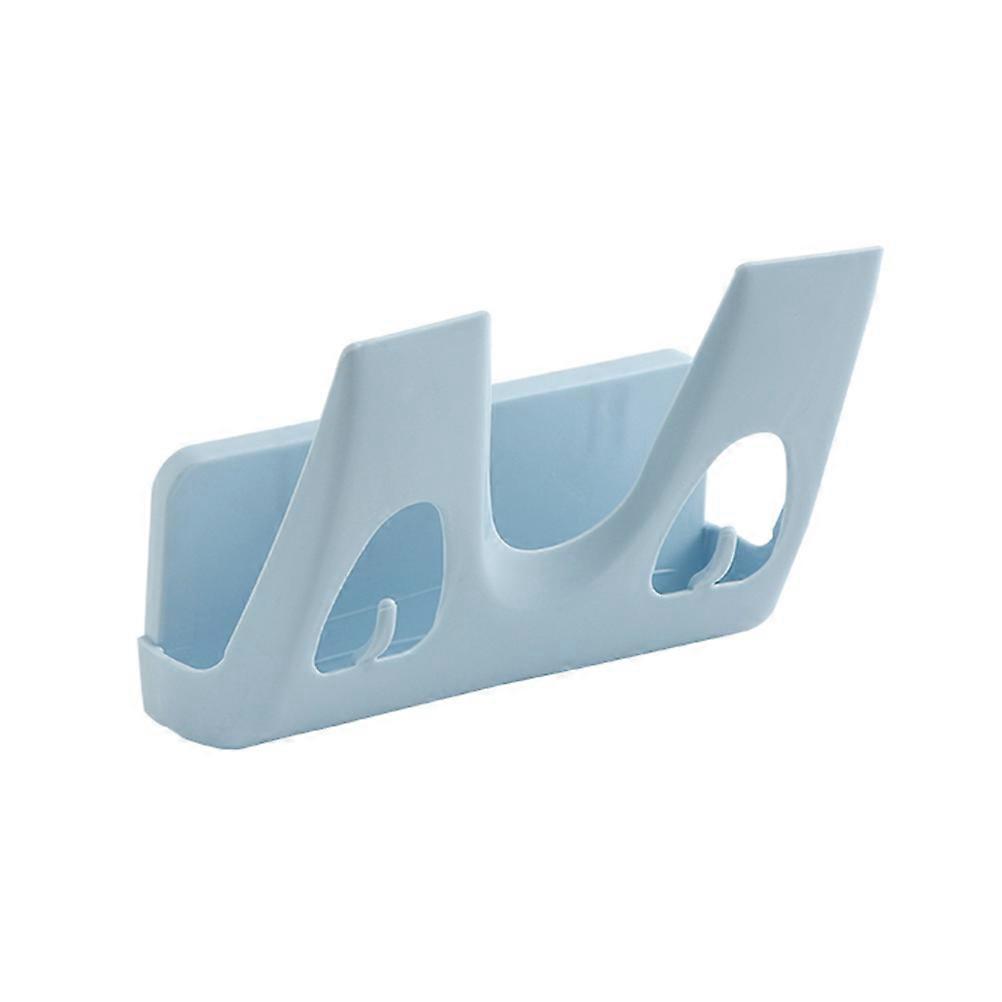 حامل غطاء وعاء رف أزرق مستطيل شكل تخزين أدوات المطبخ 20 * 5.5 سم بلاستيك مثبت على الحائط 1 حزمة