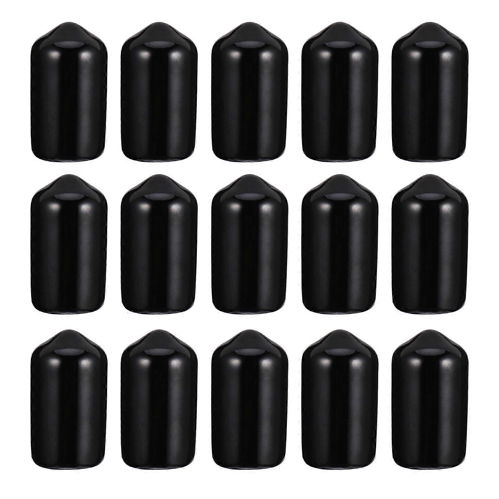 Round Rubber End Cap Thread Protector Dustproof Cover Scratches 2X1CM Black 200Pcs