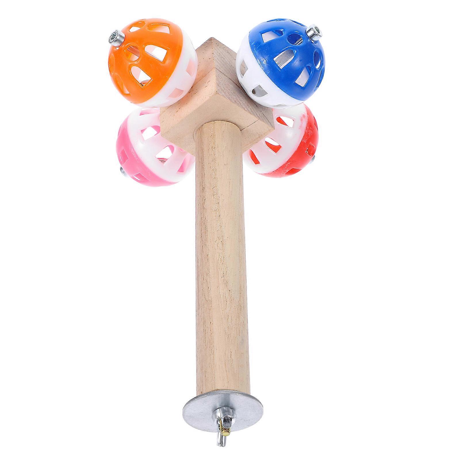 Wooden Bird Perch Stand with Rotating Ball – Durable, Chew Resistant, Textured Surface for Parrots, Easy Assembly & Cleaning