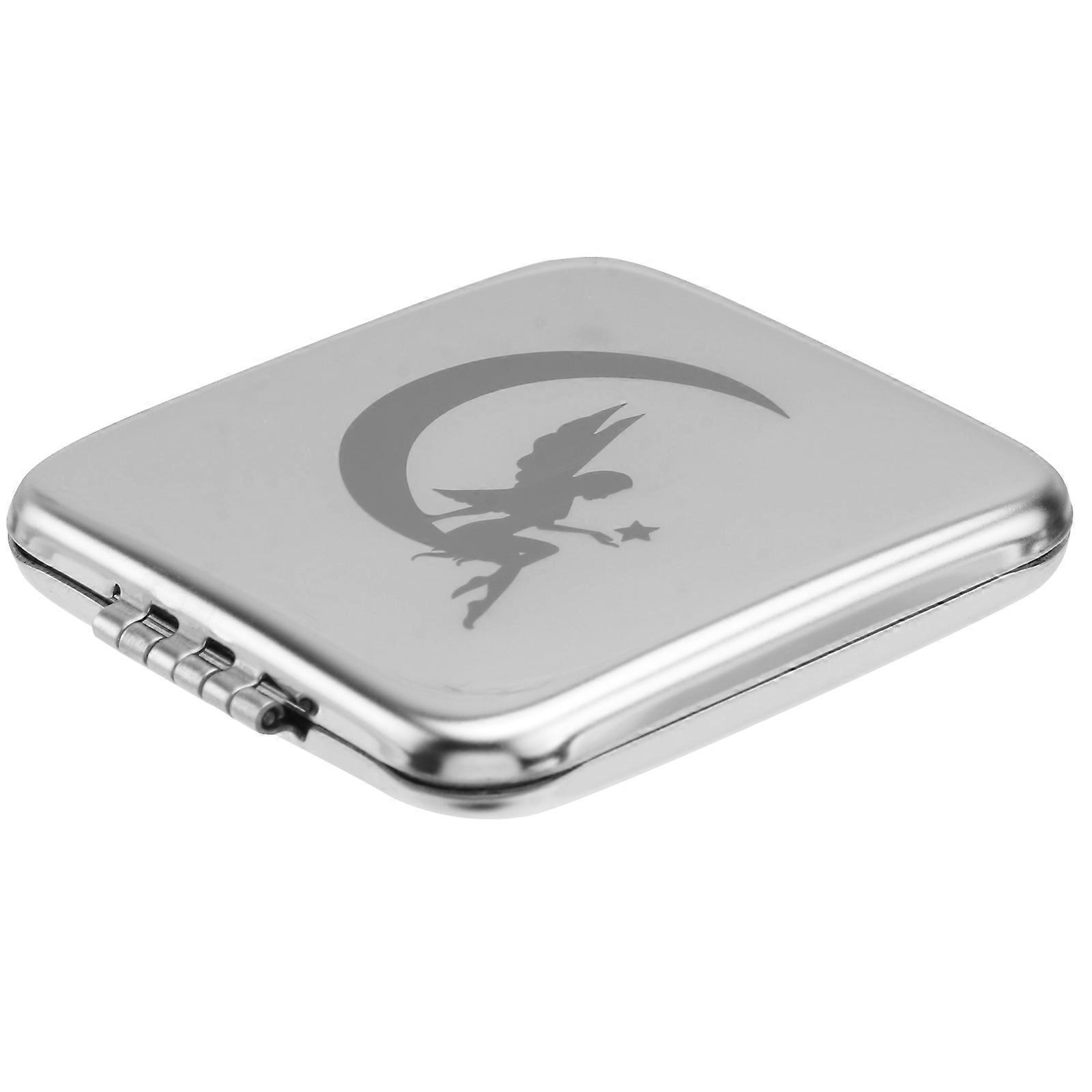 Portable Mirror present Pattern Girl Folding Makeup Compact Size 5.7x5.7cm Titanium Steel 1Pack