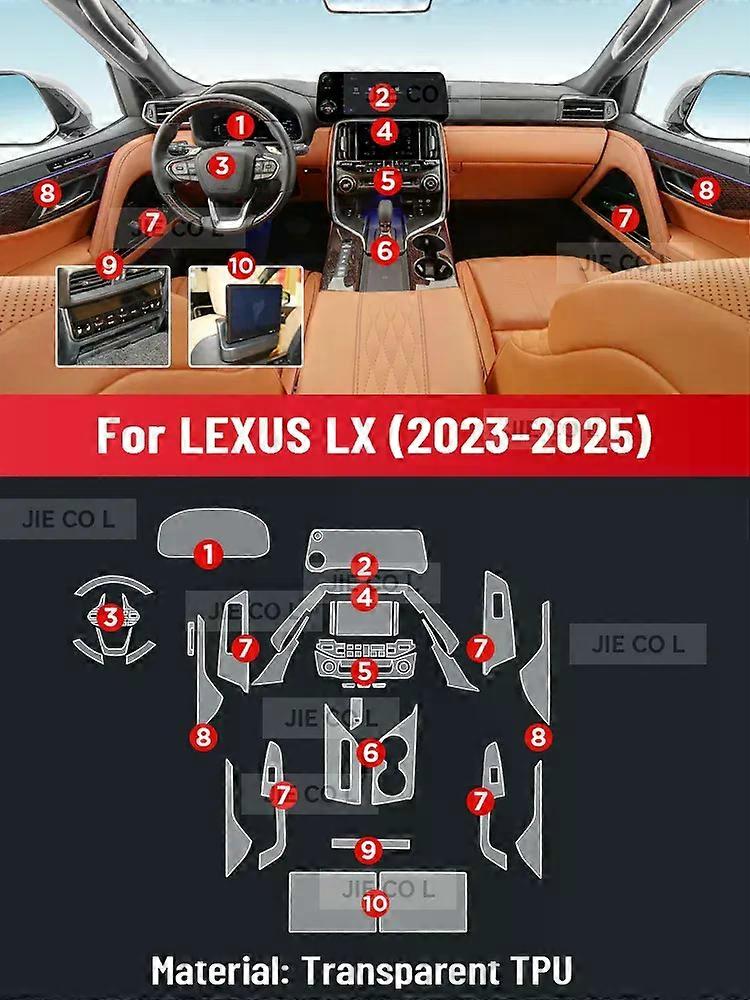 For LEXUS LX 2023-2025 Anti-scratch Car Interior Transparent TPU Film Center Console Dashboard Navigation Protector Sticker