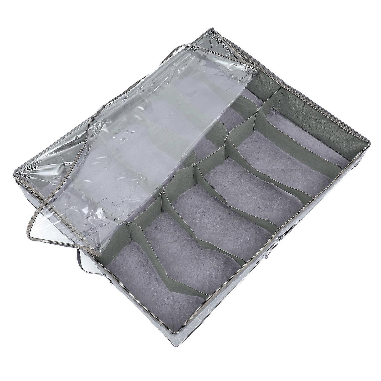 Shoe Organizer Large Capacity Waterproof Rectangular Grids Zipper Style 1Set For Daily Use