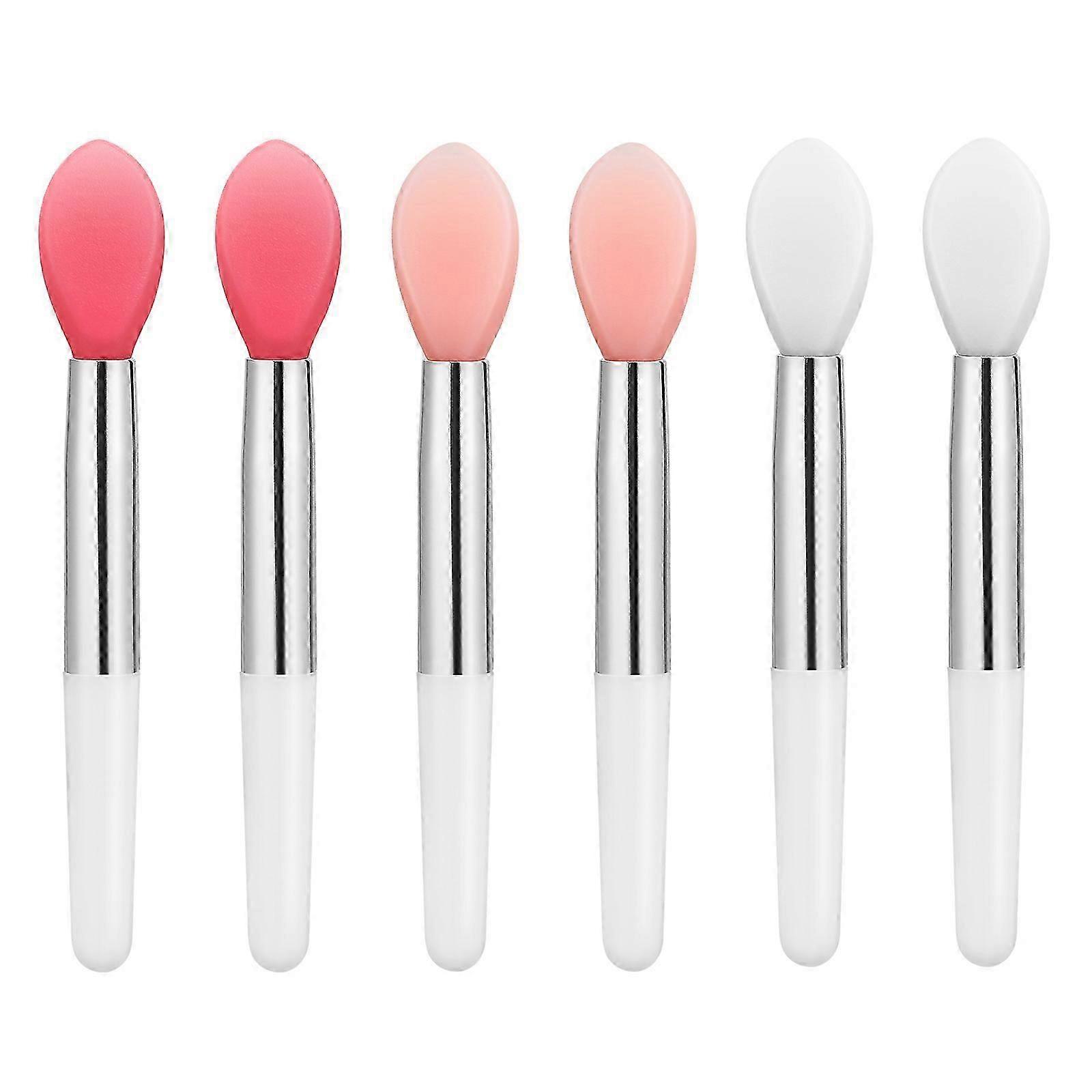 Lurrose 6pcs Lip Brushes Silicone Single Head Lipstick Brushes Portable Easy to Use Lipstick Applicators