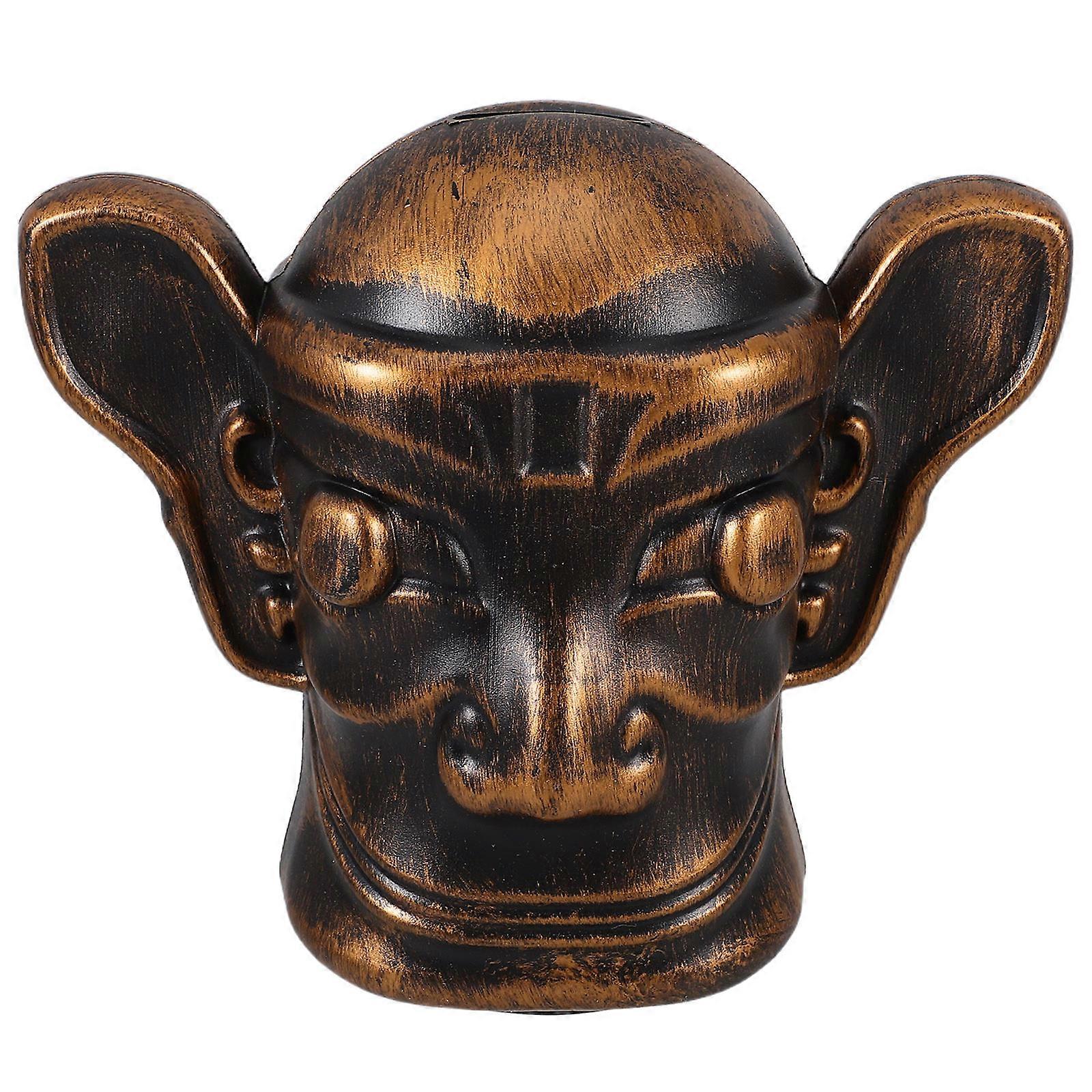 Face Coin Bank Decorative Money Box For Home School Use Antique Copper Style 1Set