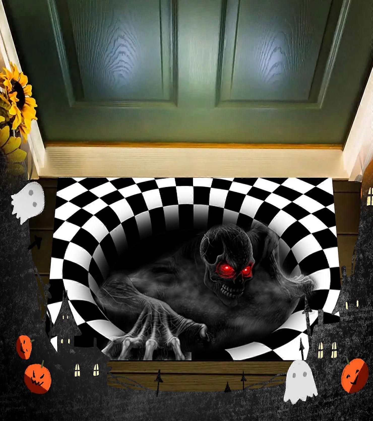 Halloween Doormat, 3D Stereo Vision Skeleton Rug, Funny Soft Carpet (60 x 40 cm)