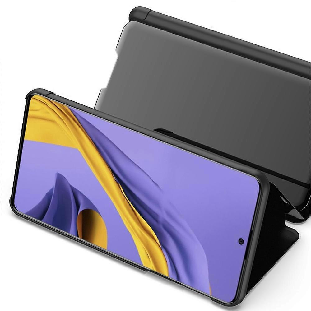 For Samsung Galaxy A51 View Window Electroplating Mirror Leather Foldable Stand Mobile Casing