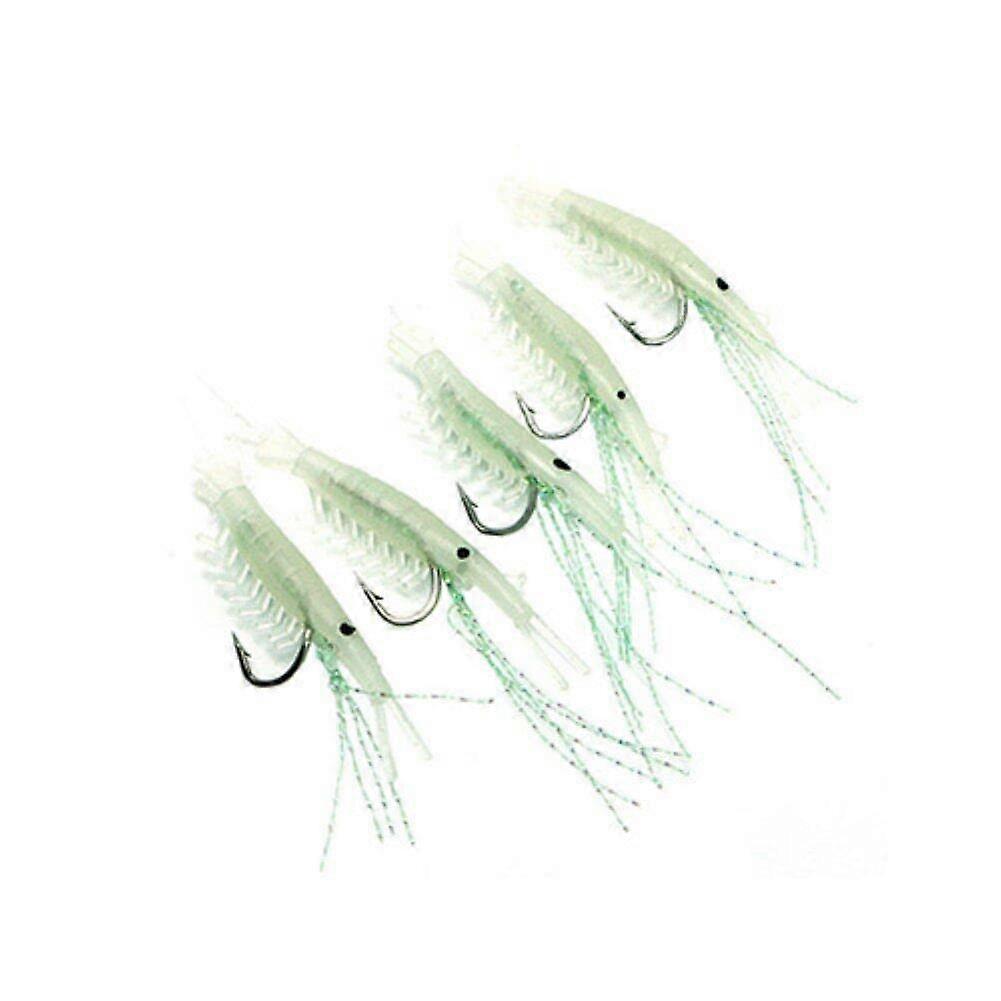 5 Pieces Glow In The Dark Soft Simulation Shrimp Fishing Bait Kit Luminous Artificial Bait For Night Fishing