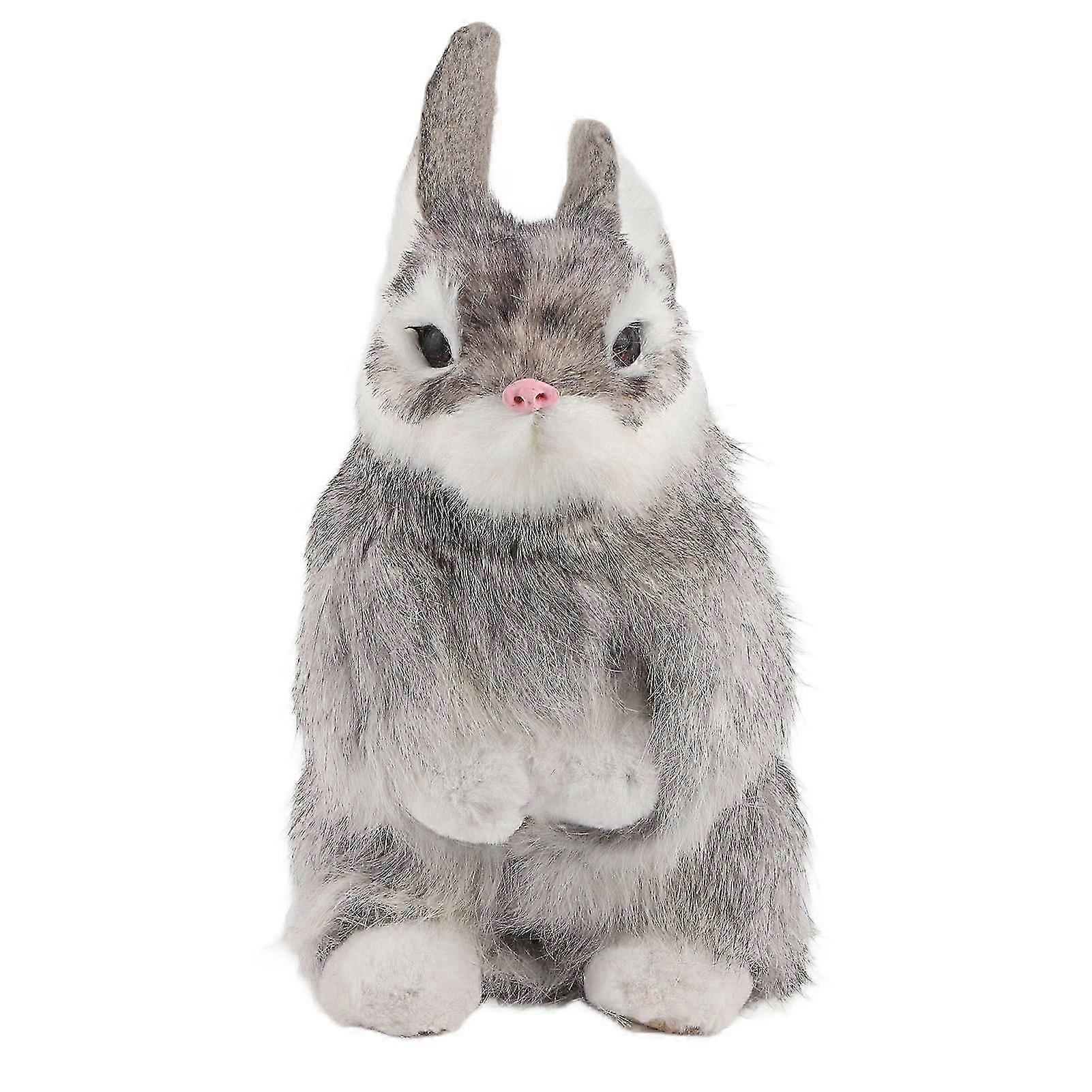 Lifelike Plush Rabbit Easter Home Ornament Simulation Toy Model Gift (Gray)