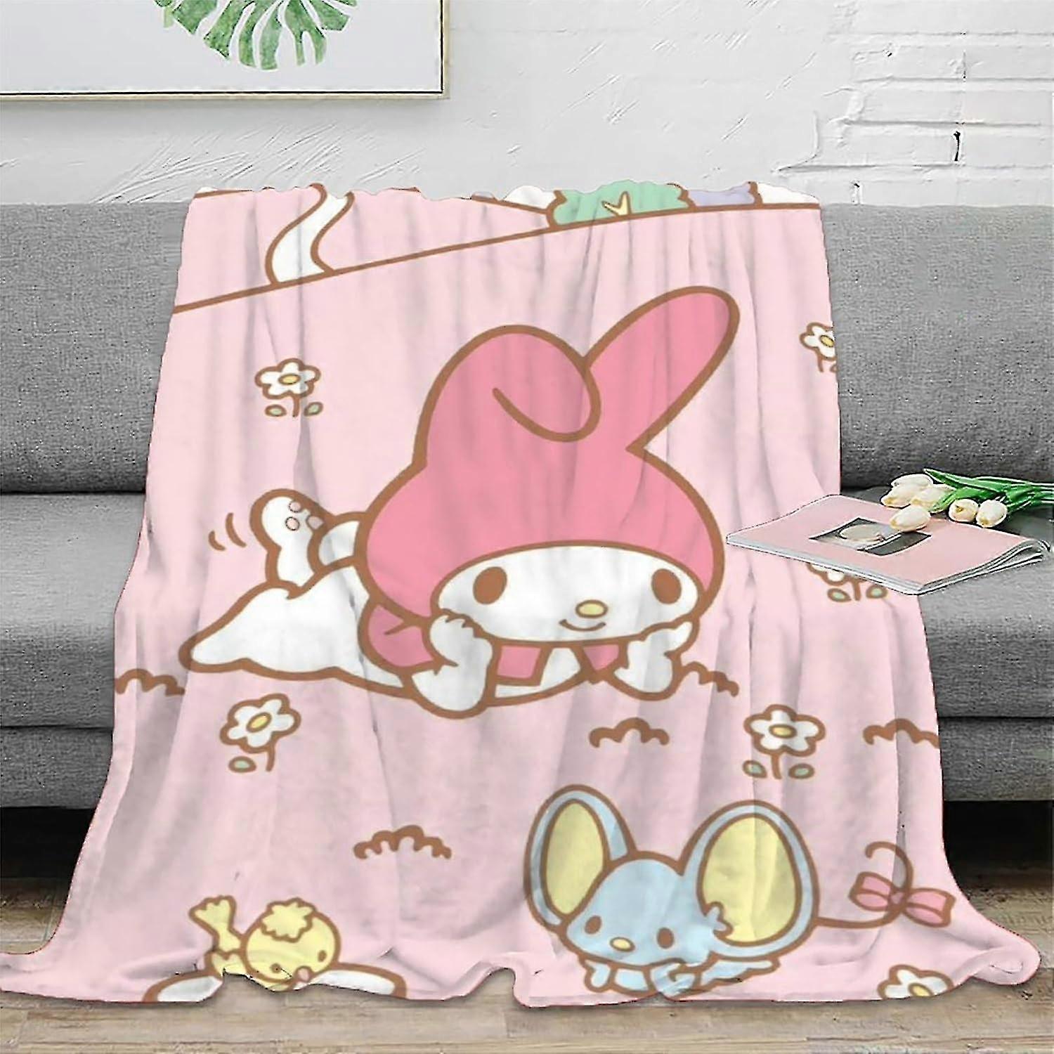Plush 3D My Melody Inspired Flannel Throw Blanket Super Soft Warm Cozy Suitable for Sofa and Bed