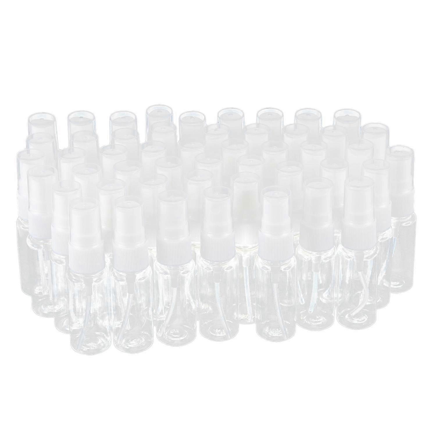 50-pack Empty Clear Plastic Fine Mist Spray Bottles with Microfiber Cleaning Cloth, 20ml Refillable--