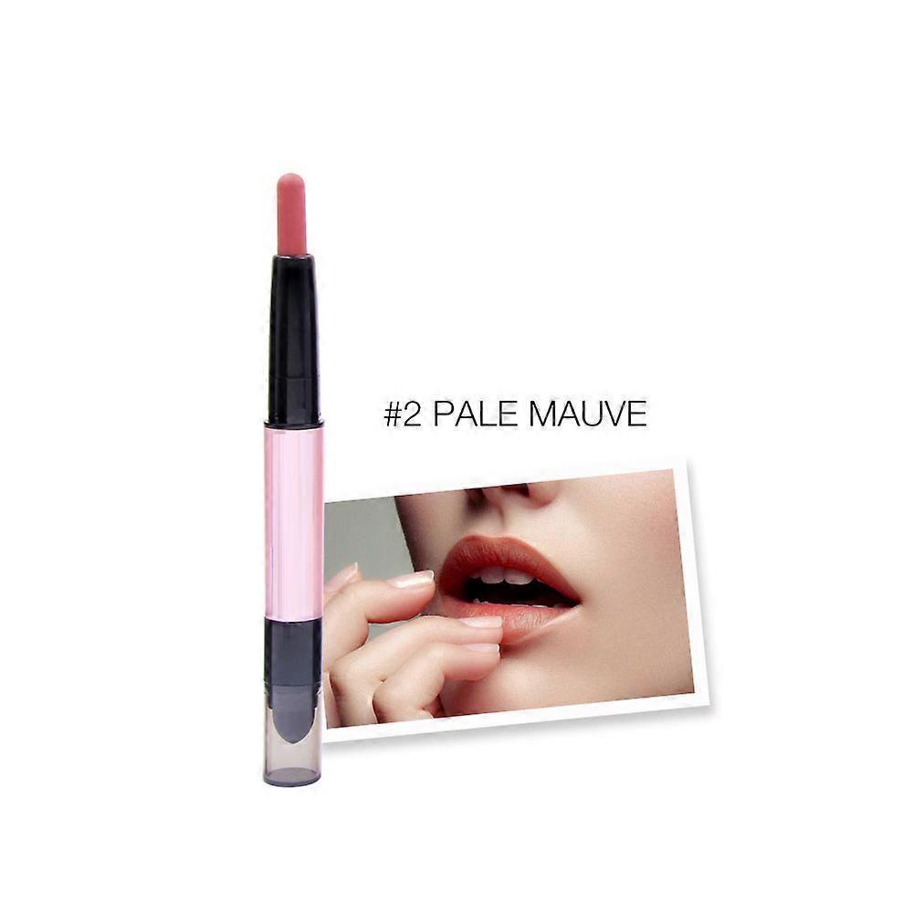 Double Head Matte Lipgloss 2# Light Bean Paste Waterproof 12.8x1.3cm