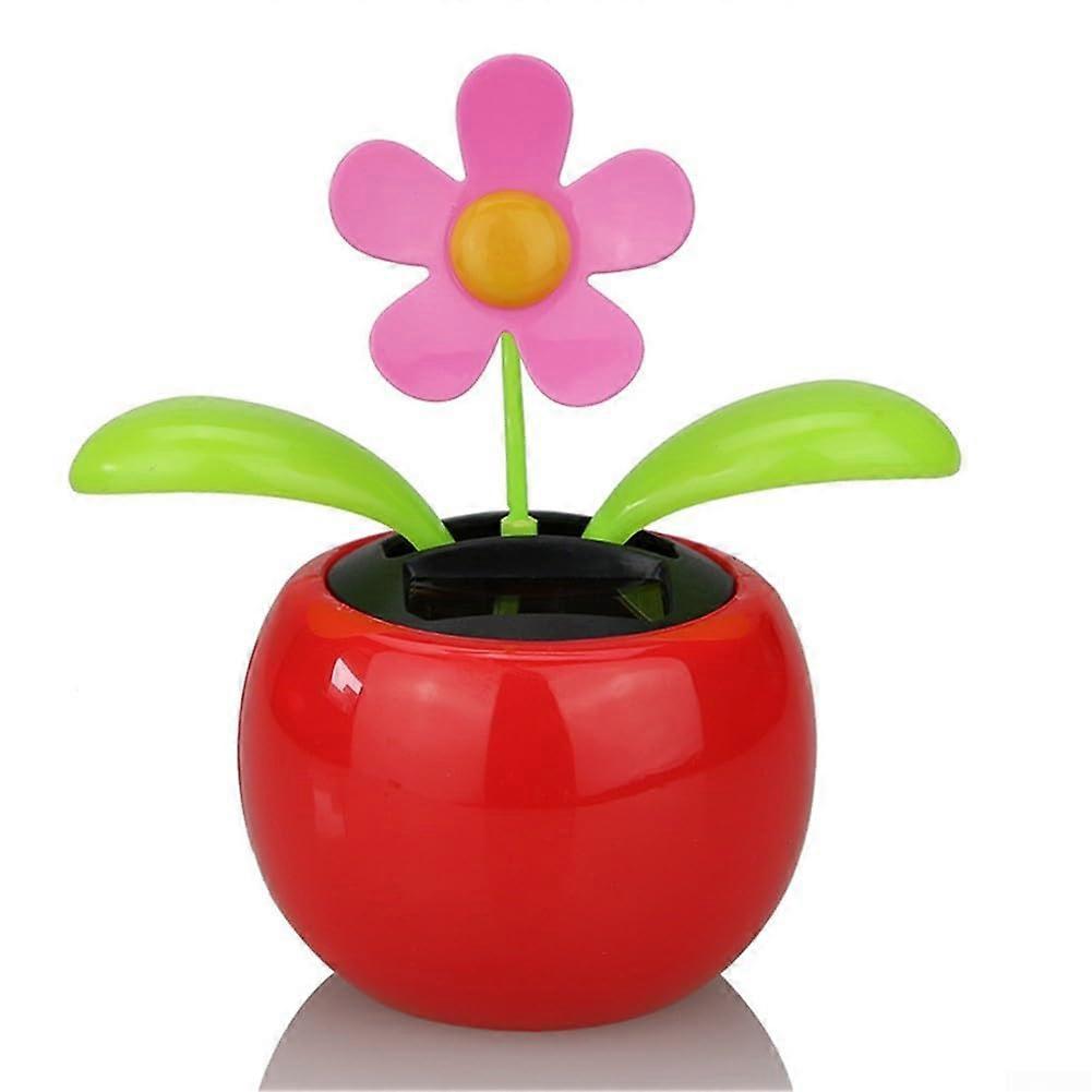 Solar Powered Dancing Flower Decoration for Desk, Red, Sunlight-Driven Desk Accessory