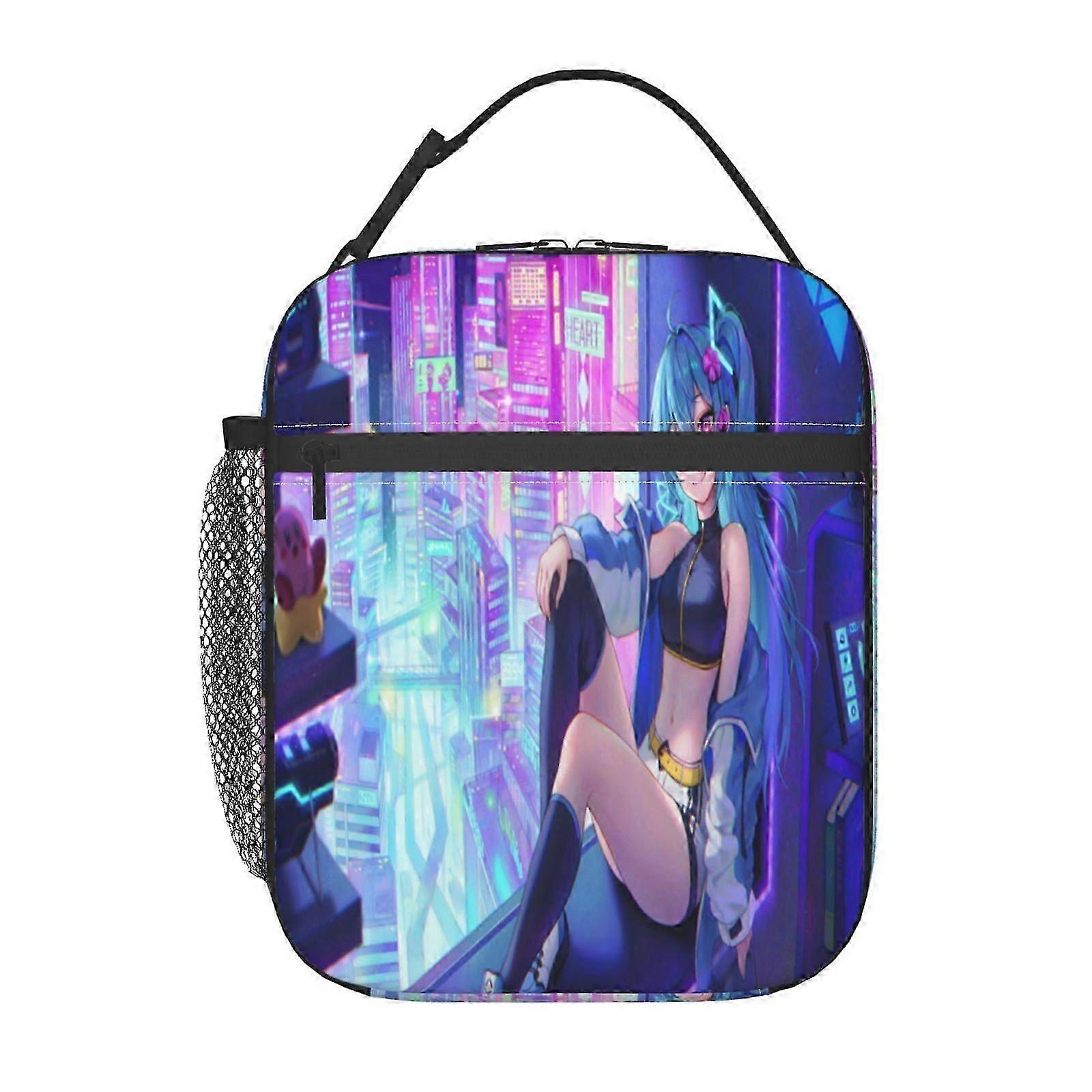 i168 Cyberpunk Heroes Lunch Bag 2-Piece Set (Large+Small), Coordinating Colors with Shared Ice Pack, Family Meal Prep Solution o168