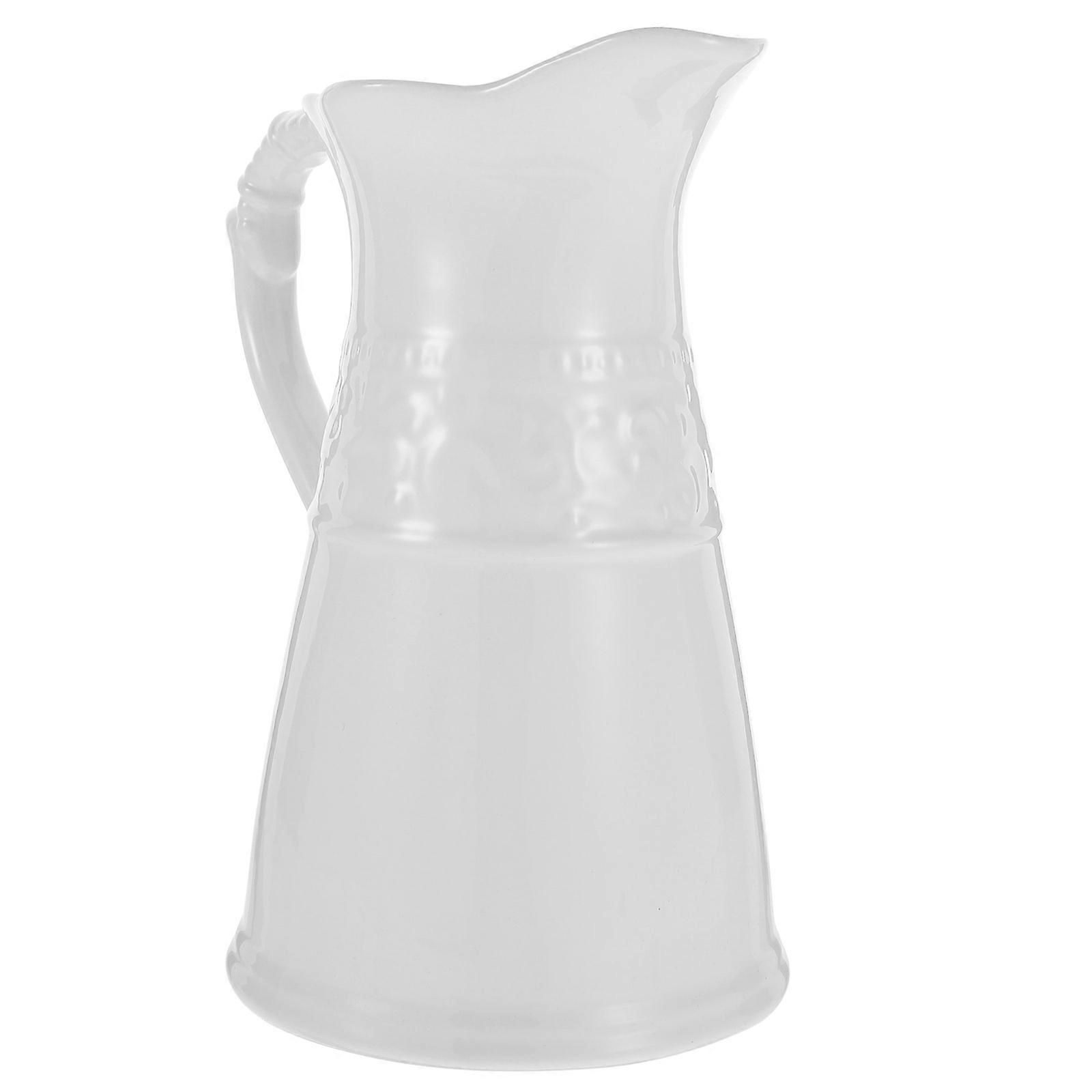Retro Ceramic Milk Pitcher Vase with Handle – Decorative Floral Vase for Home Décor, Dried Flowers, Dining Table or Shelf Centerpiece