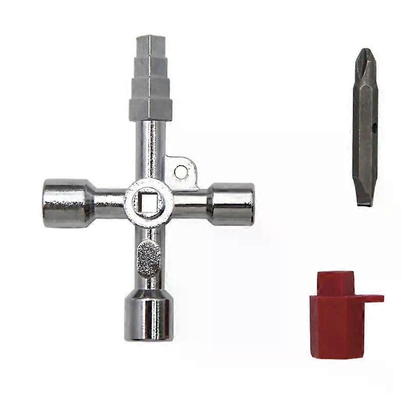 4 Way Universal Cross Triangle Wrench Key for Train Electrical Elevator Cabinet Triangle Key Wrench Replacement