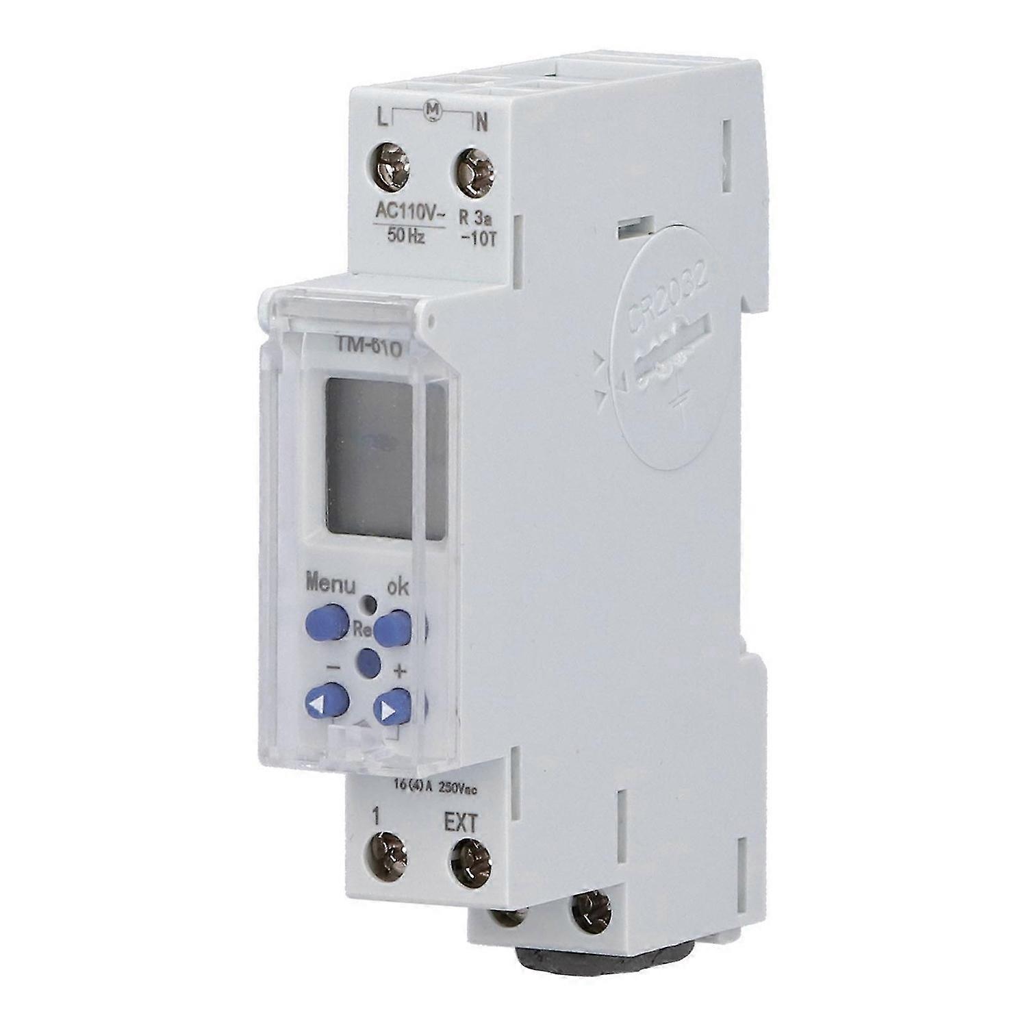 TM6101 Time Switch Weekly Programmable Digital Timer Switch Din Rail Mount 110V