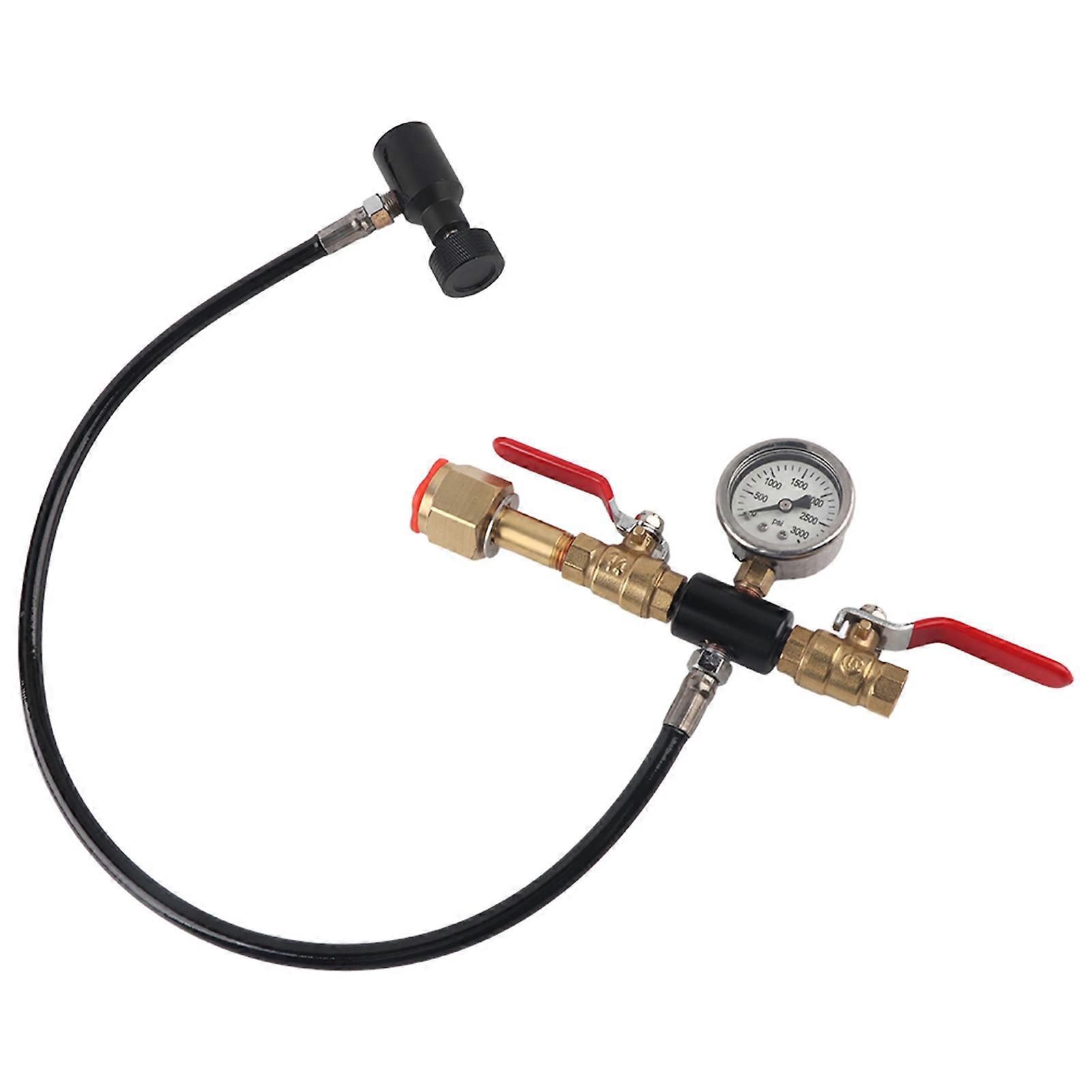 Dual Valve CO2 Filling 24in Hose Adapter with 3000psi Gauge for CO2 Tank G1/2