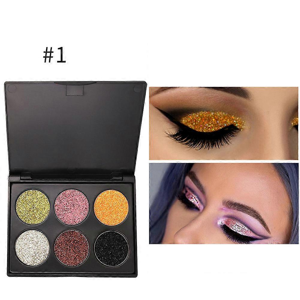 6 Colors Shiny Eyeshadow Palette Long Lasting Pearlescent Makeup Eyeshadow Powder 01#