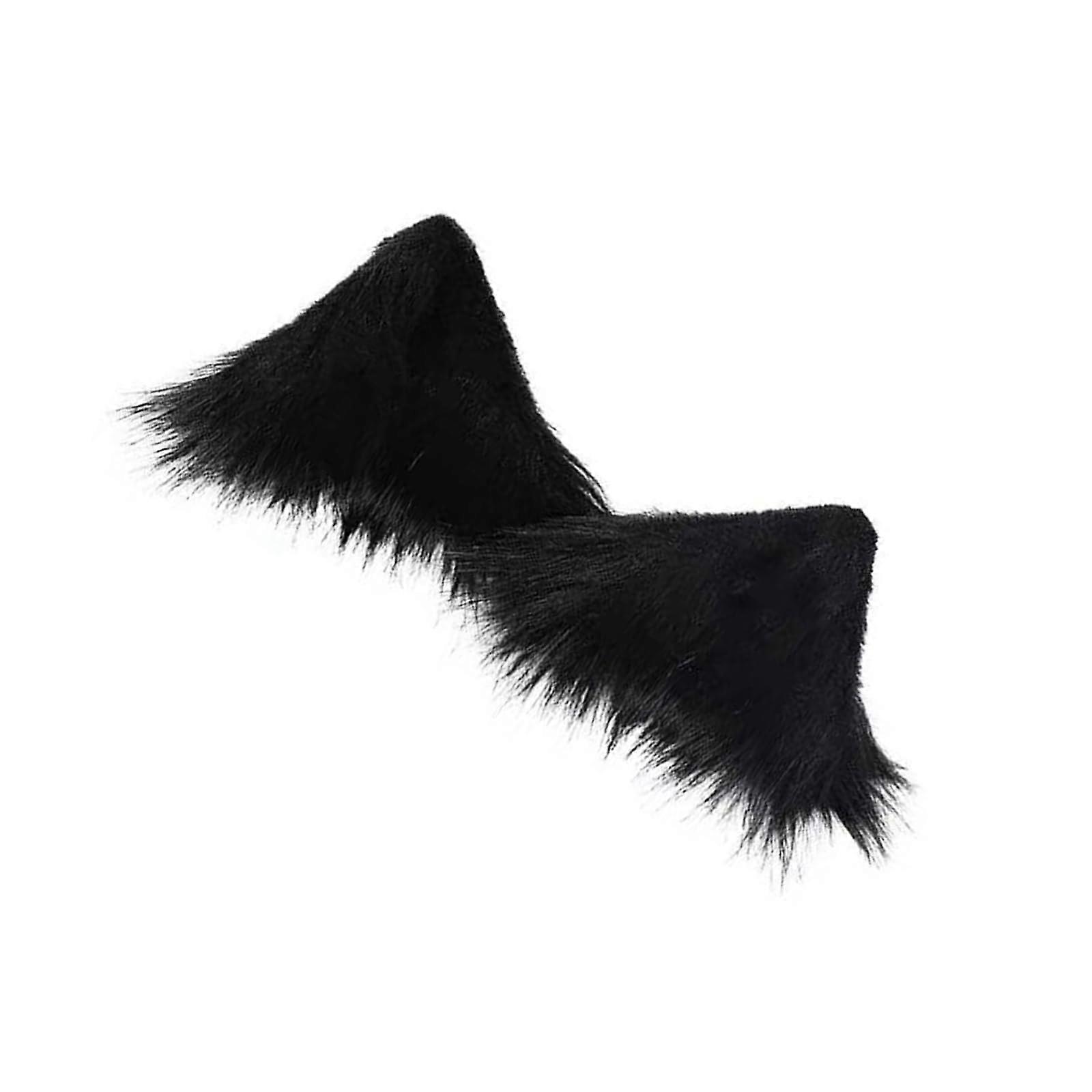 Cat Ear Hair Clips with Soft Plush Material for Anime Fans and Cosplay Enthusiasts, Black Color, Comfortable Fit