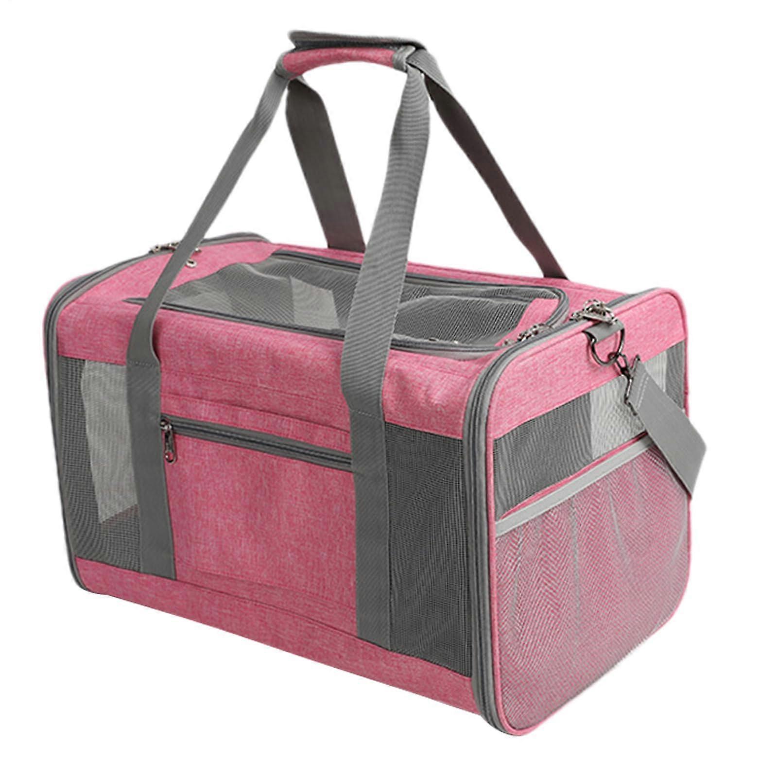 Foldable soft cat carrier for small kittens, breathable, suitable for outdoor, car, rose.