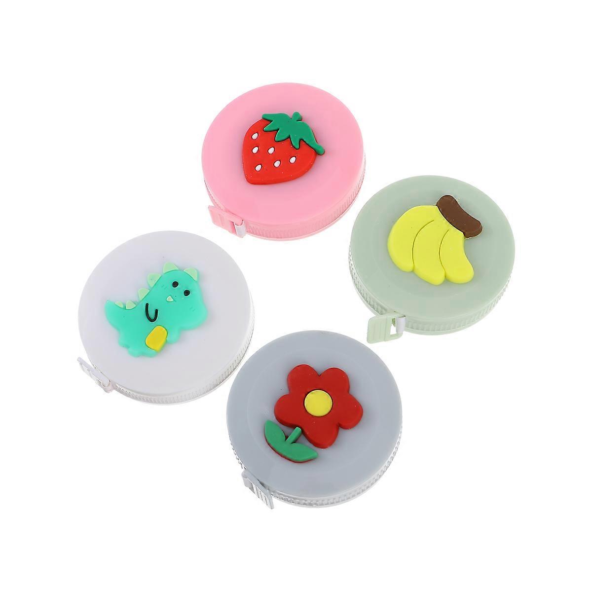 Miniature Tape Measure Kids Portable Cartoon Design Ruler Diet Measurement Assorted Color 4Pcs