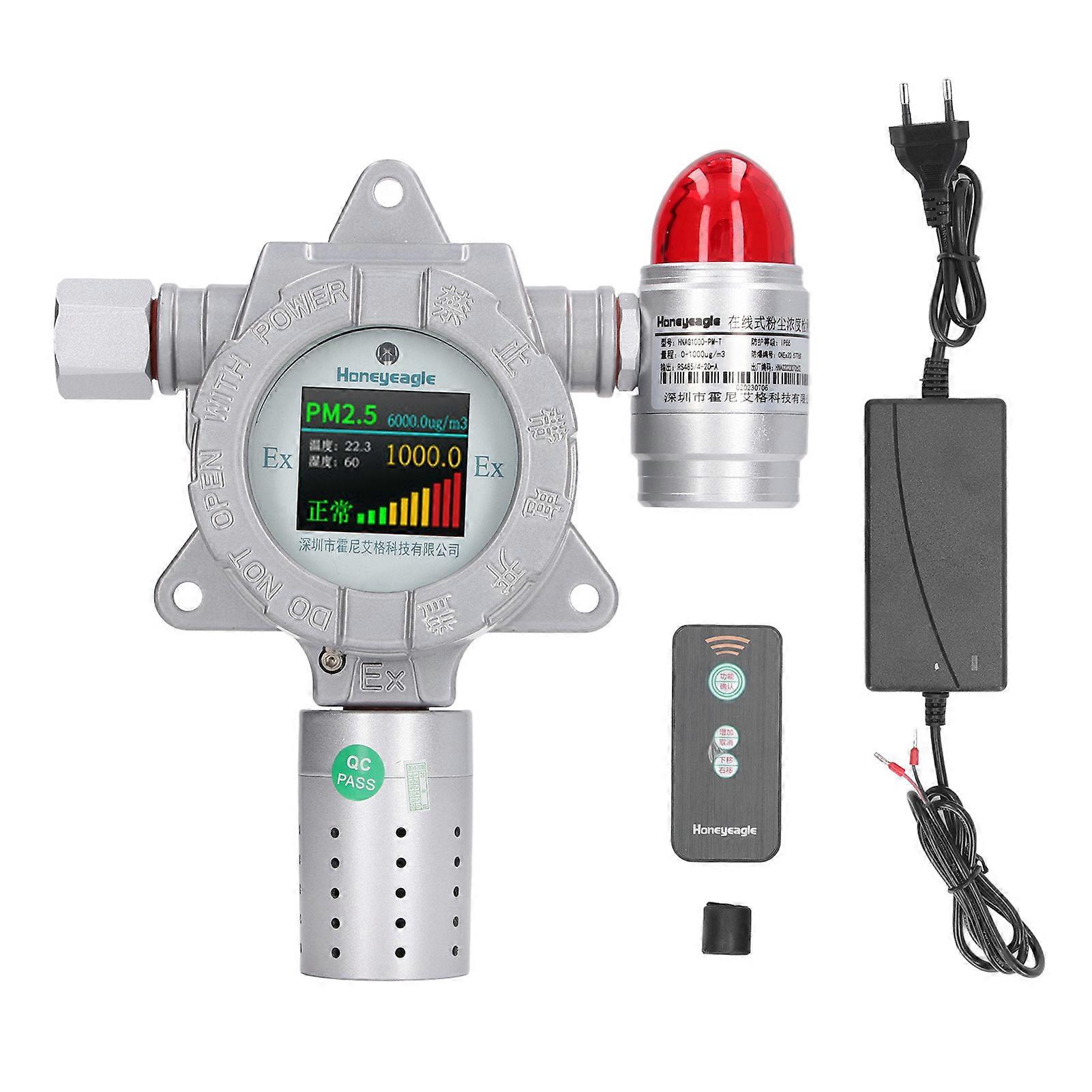 Industrial Dust Detector Explosion Proof Dust Concentration Alarm Detector with Remote Control 100‑240V EU Plug
