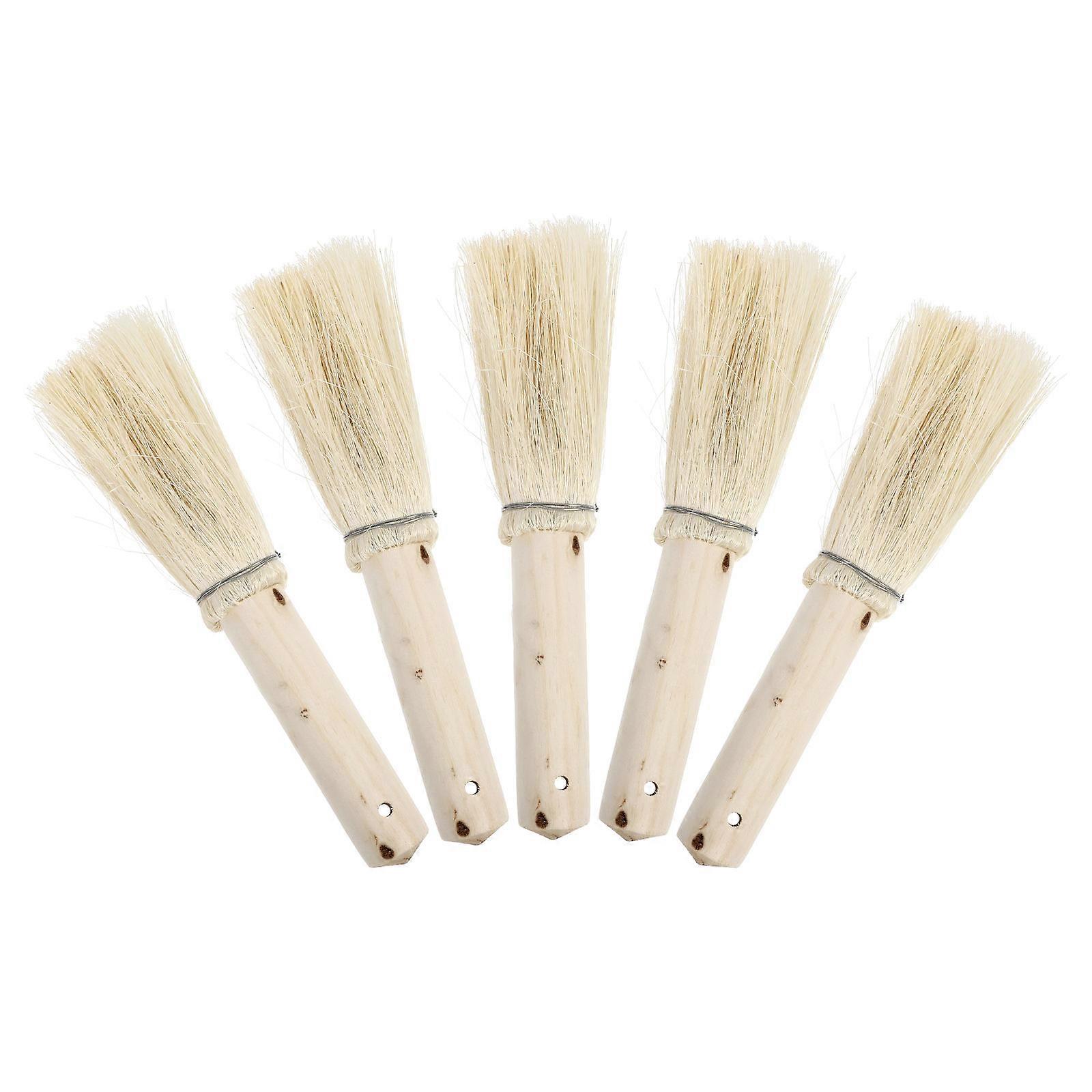 Pot Pan Brush Wooden Handle for Home Users Synthetic Material 5Pcs Deep Cleaning