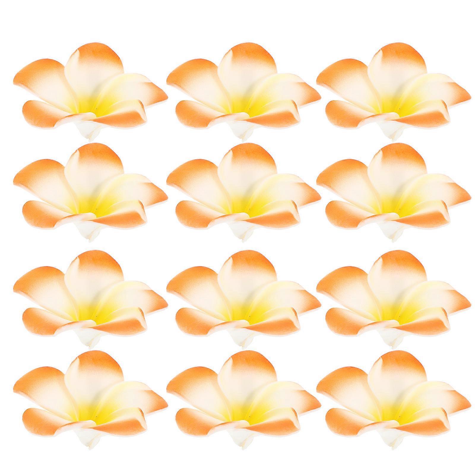 Orange EVA Flower Hair Clips for Women with Decorative Plumeria Design for Decoration 12 pcs