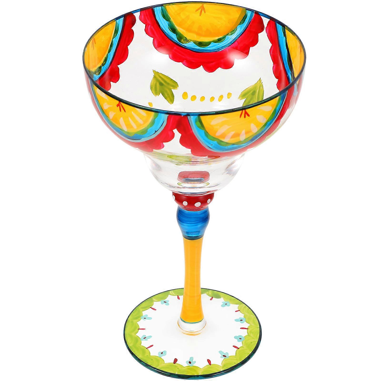 Painted Margarita Cocktail Glass – High Transparency, Unique Design for Table Decor, Weddings, Parties and Home Use