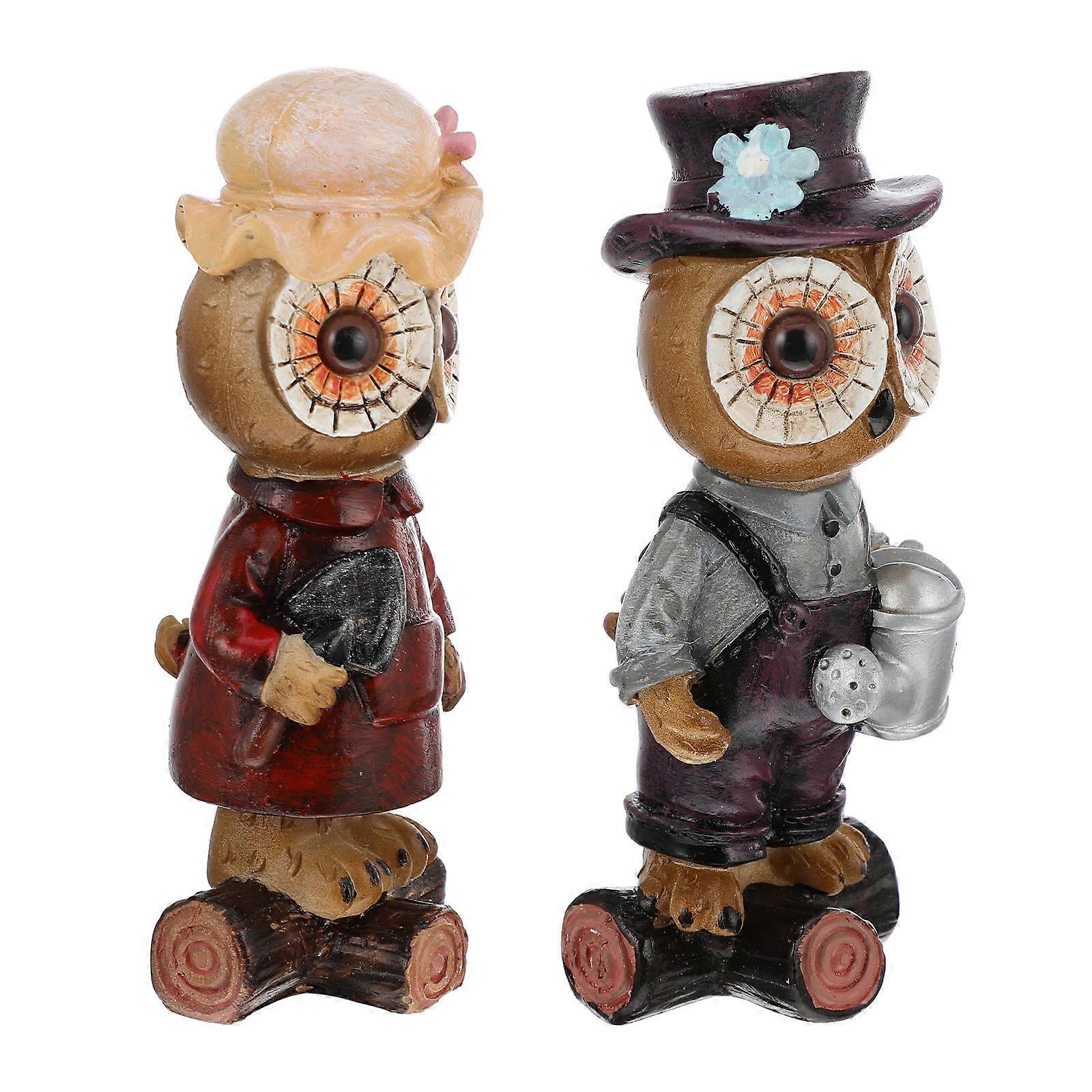 Adorable Standing Owl Decor Set of 2 Crafted from Resin for Home Decoration 4.5 Inches