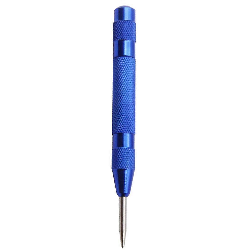 Automatic Centering Pin Driver Tool, Steel, Spring-Loaded, Blue, Marking and Drilling for Start Holes, Window Breaker