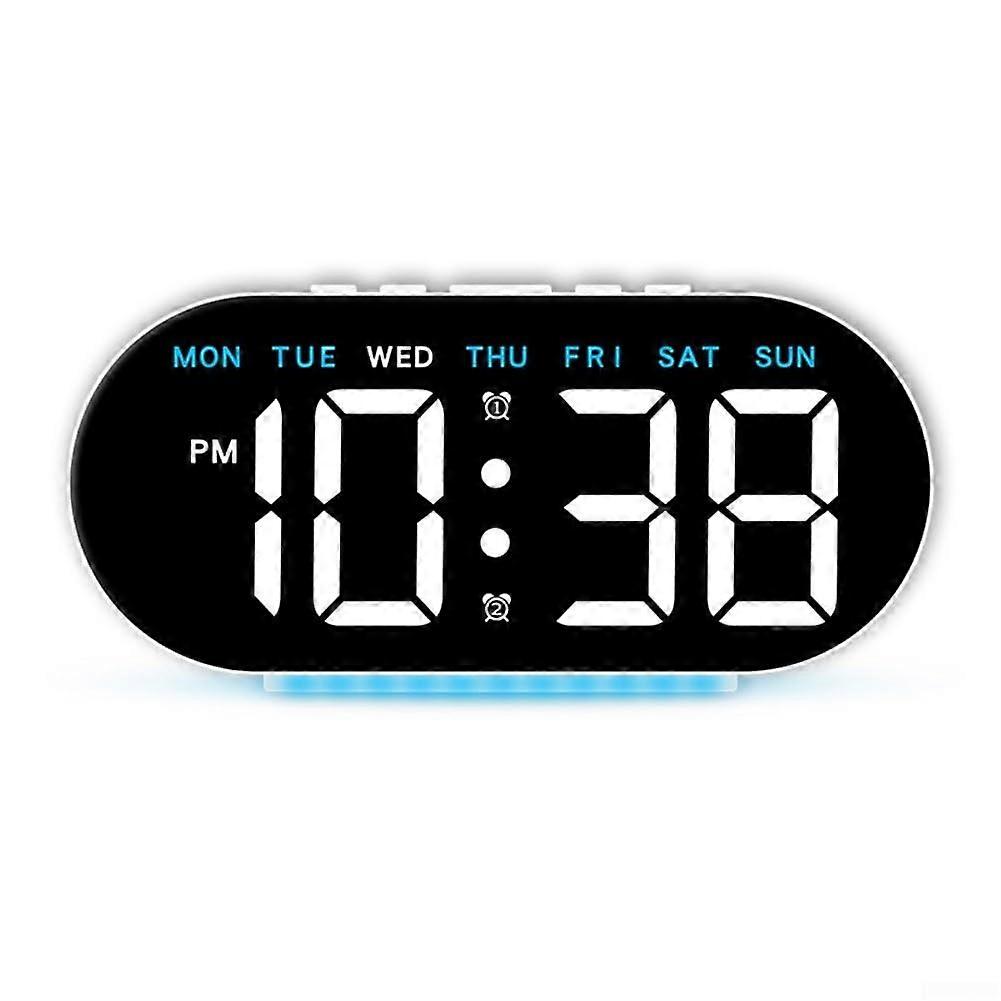 Digital LED alarm clock with USB output, alarm, and stylish design for the bedroom (WBlue)