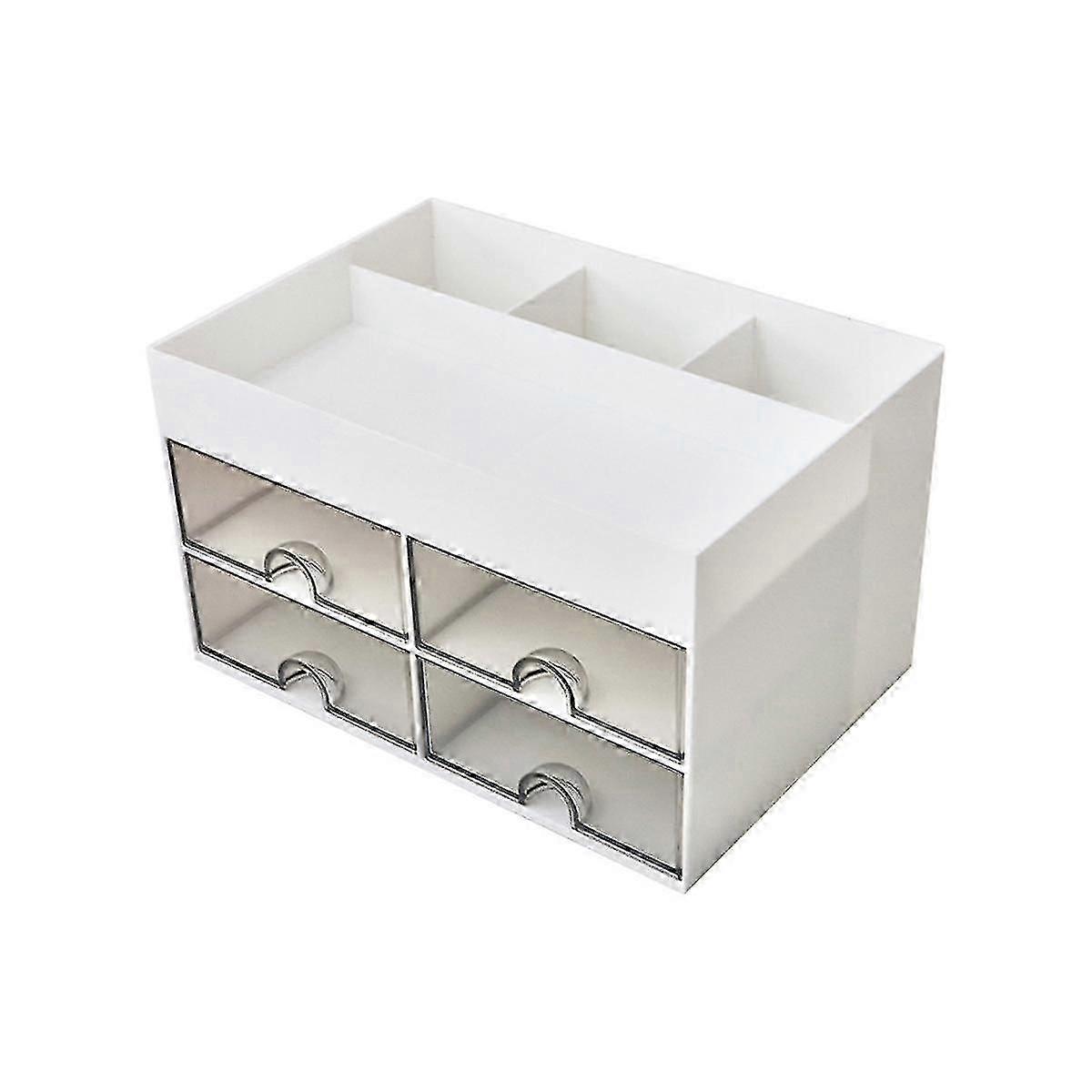Sleek White 4-Drawer Desk Organiser for Efficient Workspace Storage