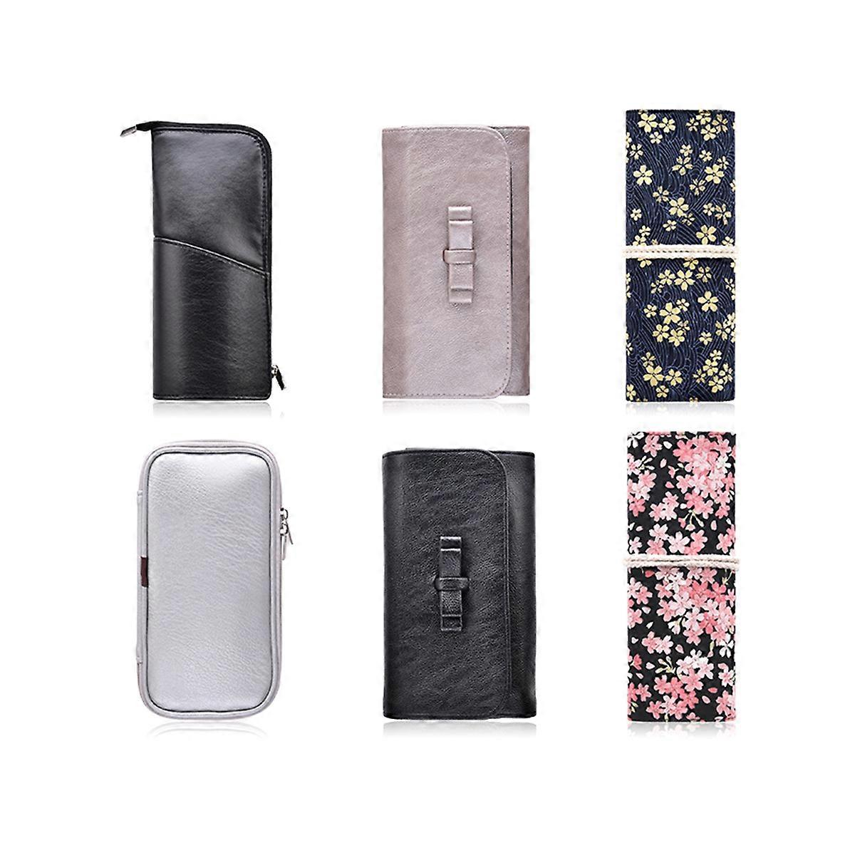 PU Cosmetic Brush Bag, Portable Travel Makeup Holder Organizer for Women, Lightweight Durable Silver Zipper Pouch for Neat Storage and Easy Access