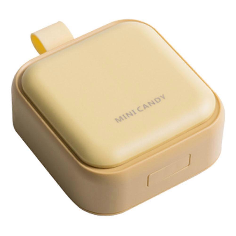 Mini Travel Pill Container PP ABS Material Yellow 8.5x7x3cm 1Set