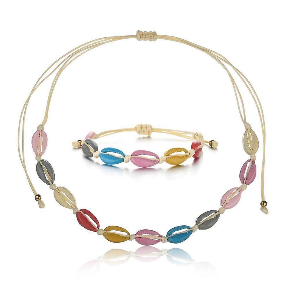 Color Painted Epoxy Pendants Braided Bracelet in Multi Color for Wearing with Alloy Material Size 2