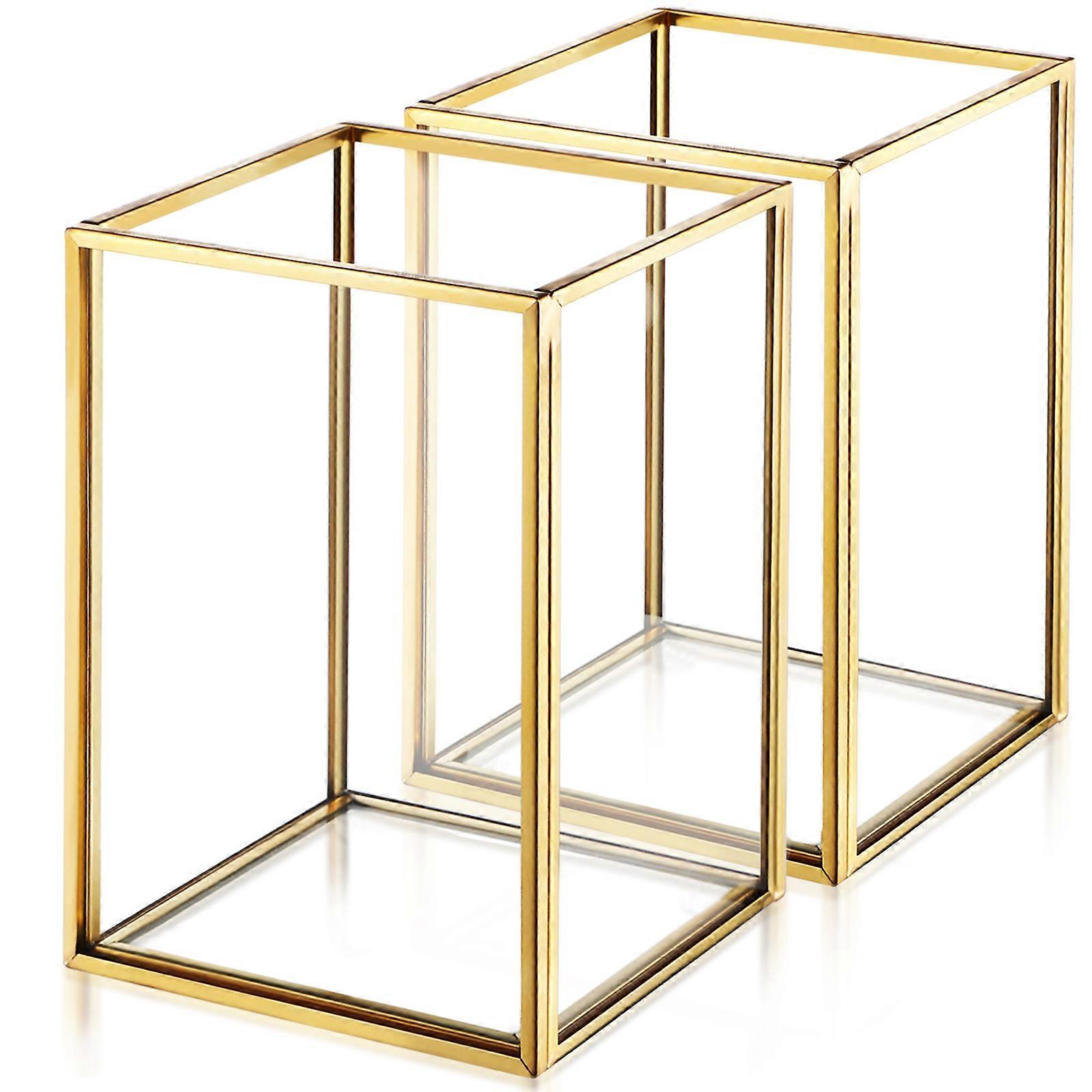 Makeup Cup Holder Organization For Desktop Transparent Alloy 4.7×3.3×3.5in 2Pcs