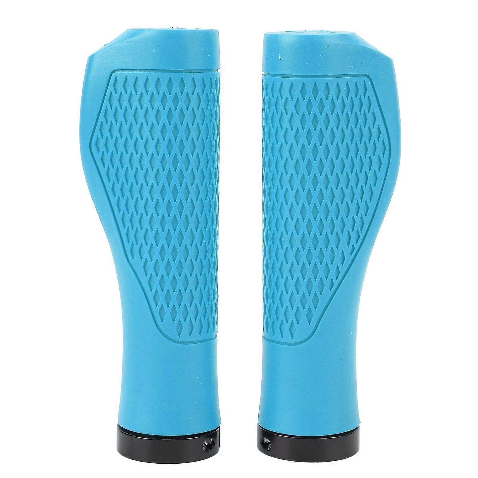 Pair of Cycling Handlebar Grips Rubber Anti Slip Shock Absorbing Ergonomic Cycle Locking Handle Grips Blue