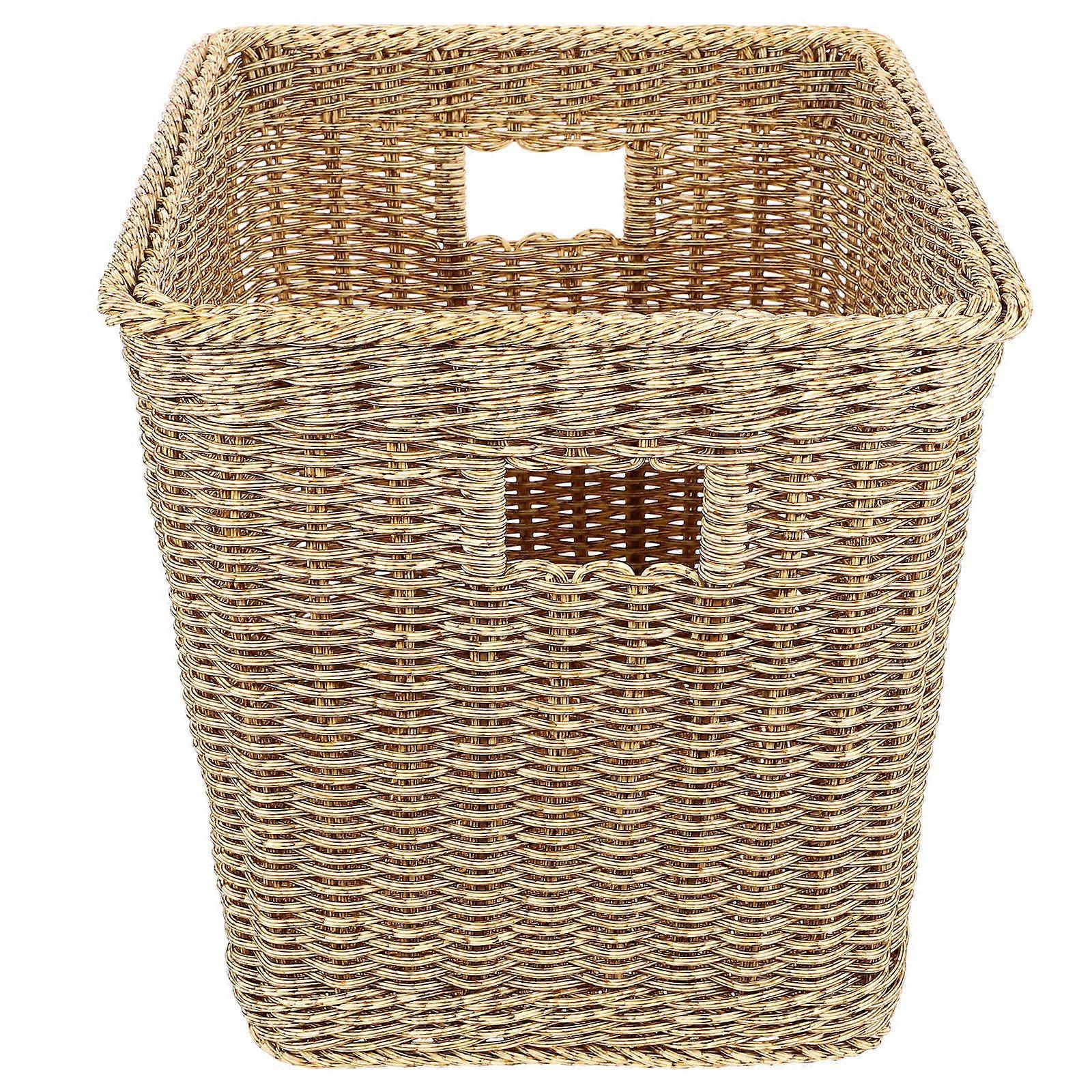 Dirty Clothes Storage Basket Laundry Basket Rectangular Homeowners Plastic Rattan 15×12×12.2in 1Set