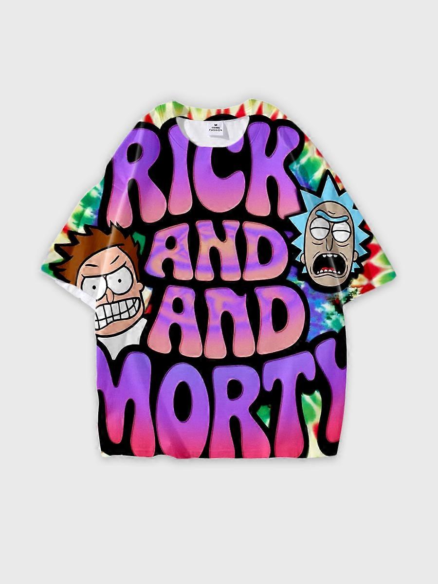 Tričko kulatý výstřih Animation Character Pattern volné krátký rukáv E1366