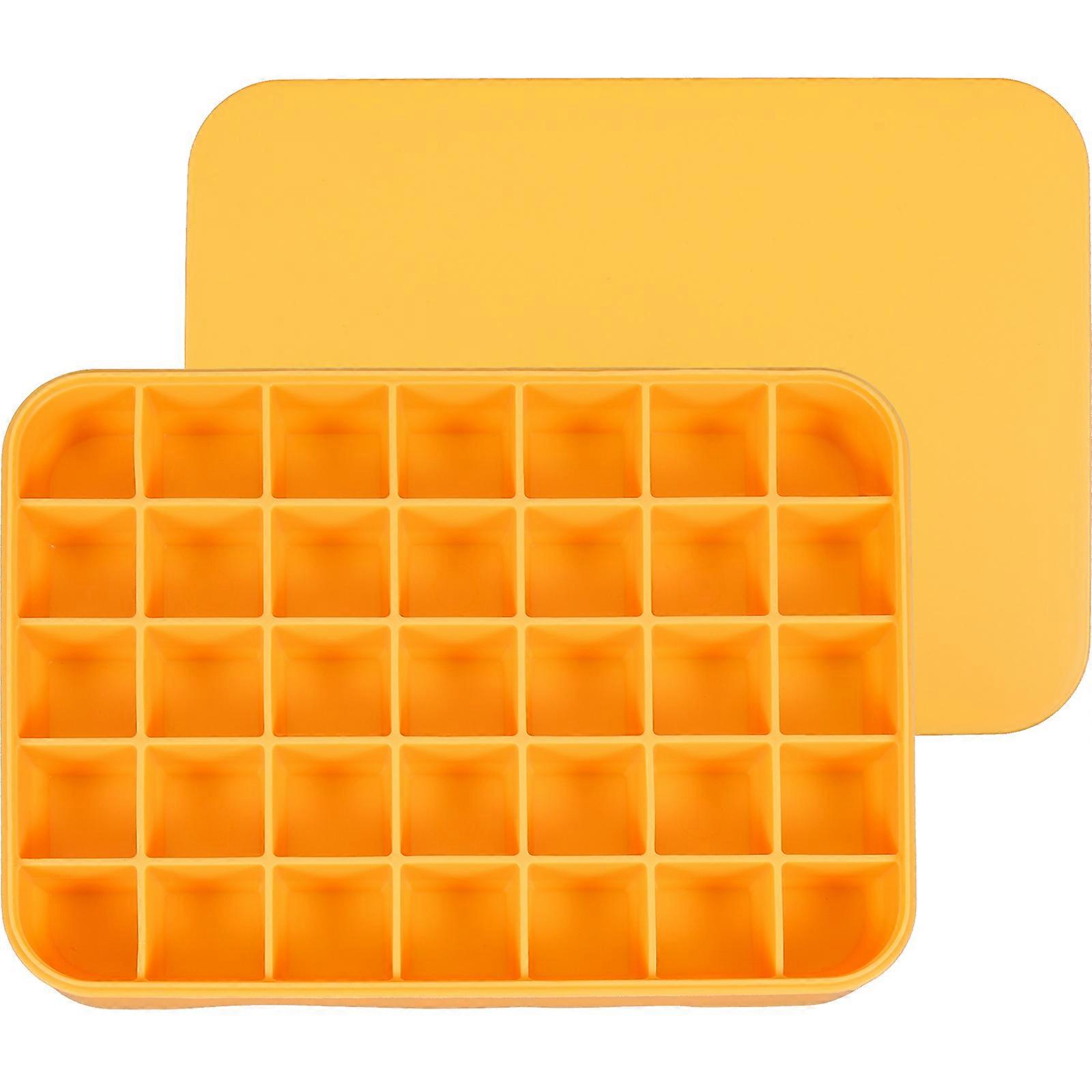 Yellow Silicone Ice Cube Tray with Lid for Kitchen Use Quick Demoulding Ideal for Drinks 10.5x5.5x2.5 cm
