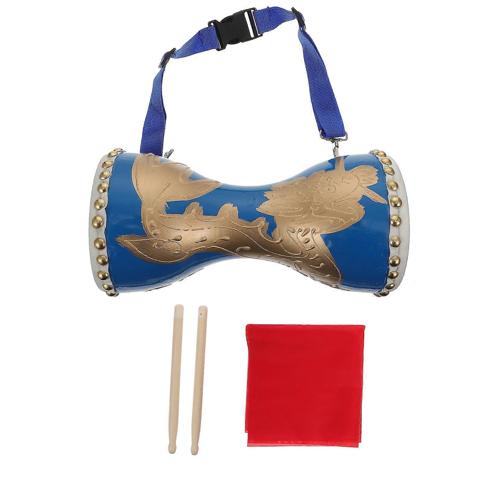 Portable Chinese Waist Drum Performance Prop For Adults And Kids Perfect For Celebrating In Blue 1 Set