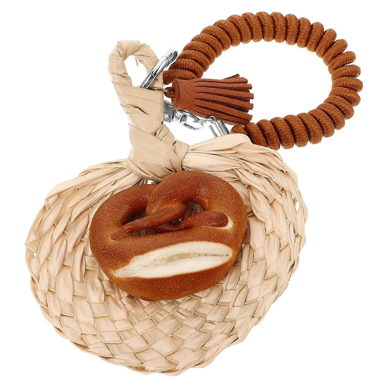 Handmade Wood Bread Keychain for Car Interior Decoration Multi Color Compact Lightweight Car Mirror Charm