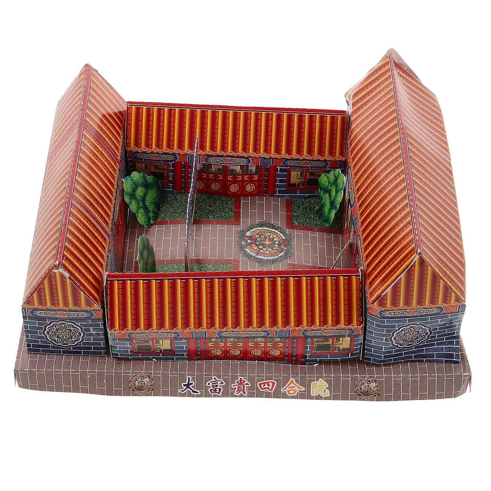 Festival Ancestor Paper House Role-Play Paper Villa Multi 25.00X20.00X10.00CM Ancestral Offering 1Set