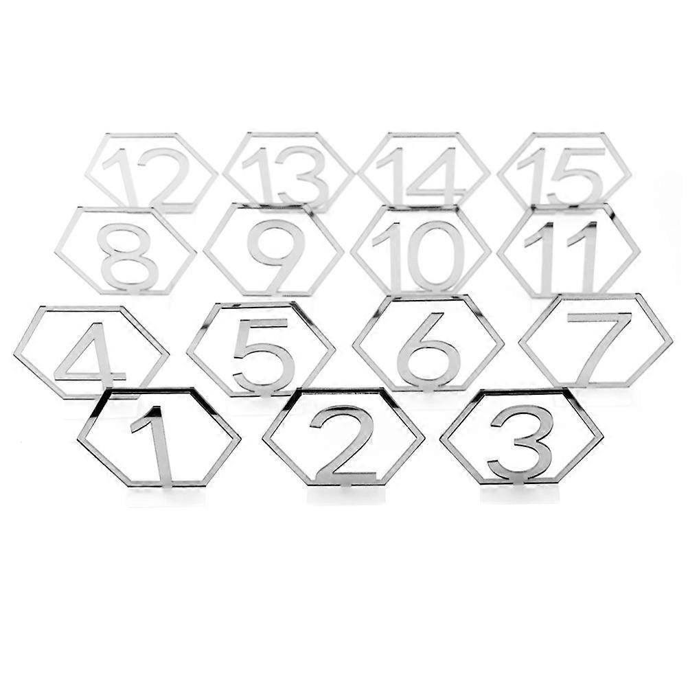 Elegant Acrylic Table Numbers with Hollow Hexagonal Design for Wedding Decoration Silver 115