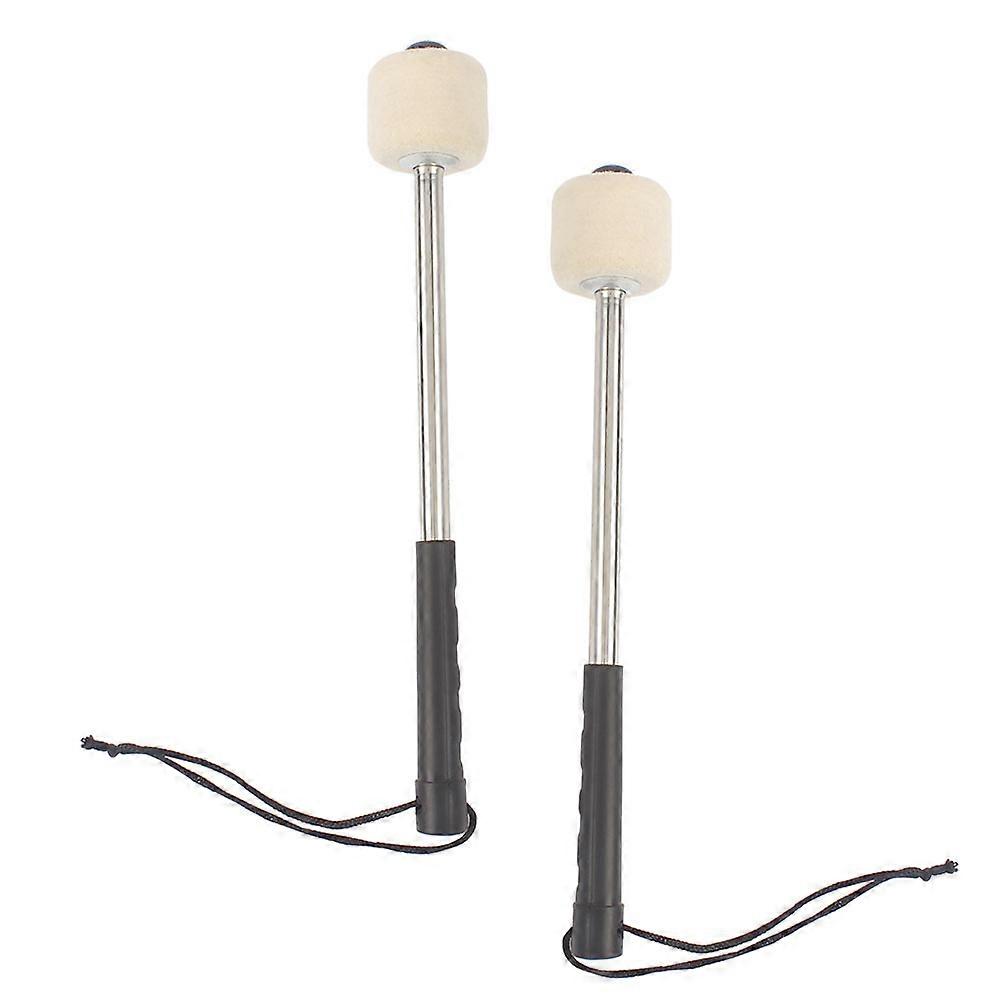 2pcs Bass Drum Mallets with Wool Felt Heads for Marching Band – Soft Drumsticks with Stainless Steel Handles
