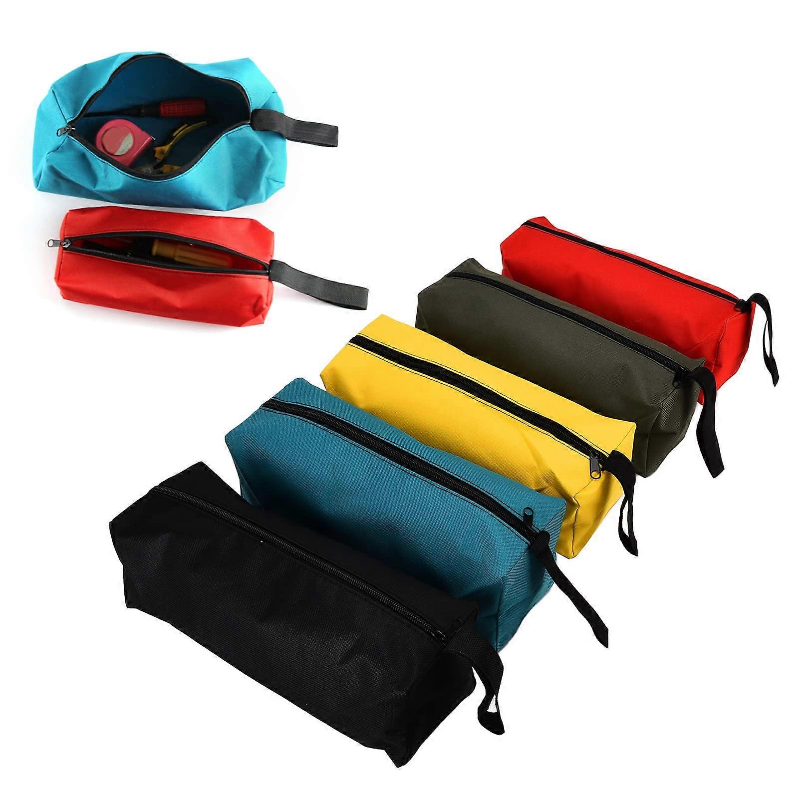 Pack of 5 Small Portable Tool Bag Empty 30 x 11 x 12 cm 600D Polyester Tool Storage Bag with Hanging Strap and Zip, MultiPurpose Electrician Tool Bag