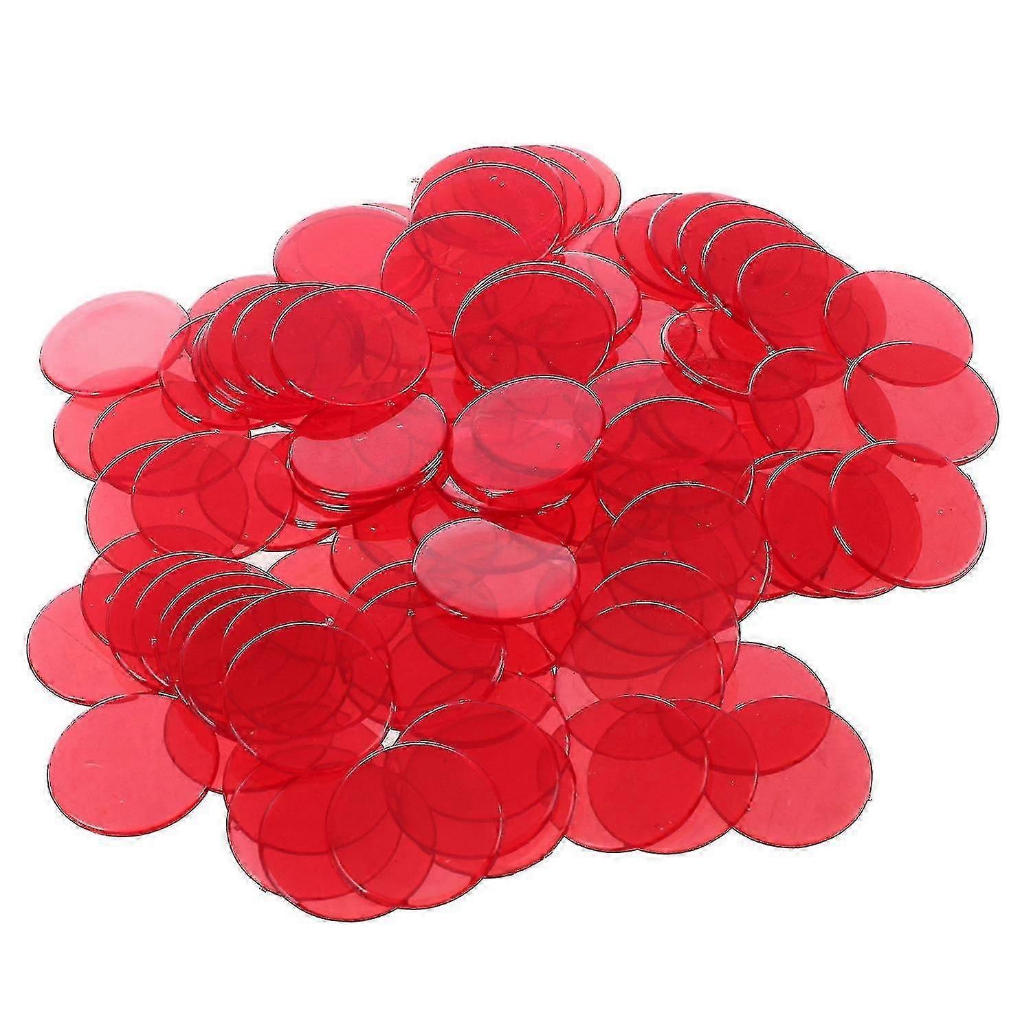 100 Clear Red Plastic Bingo Chips 1.9cm Diameter for Easy Marking