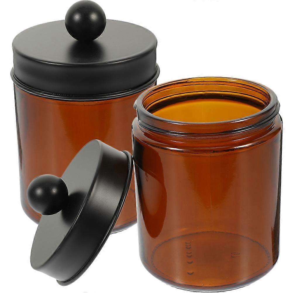 Multi-functional Glass Container For Room Decoration 10.5X7.3cm Light Brown Storage 2Pcs